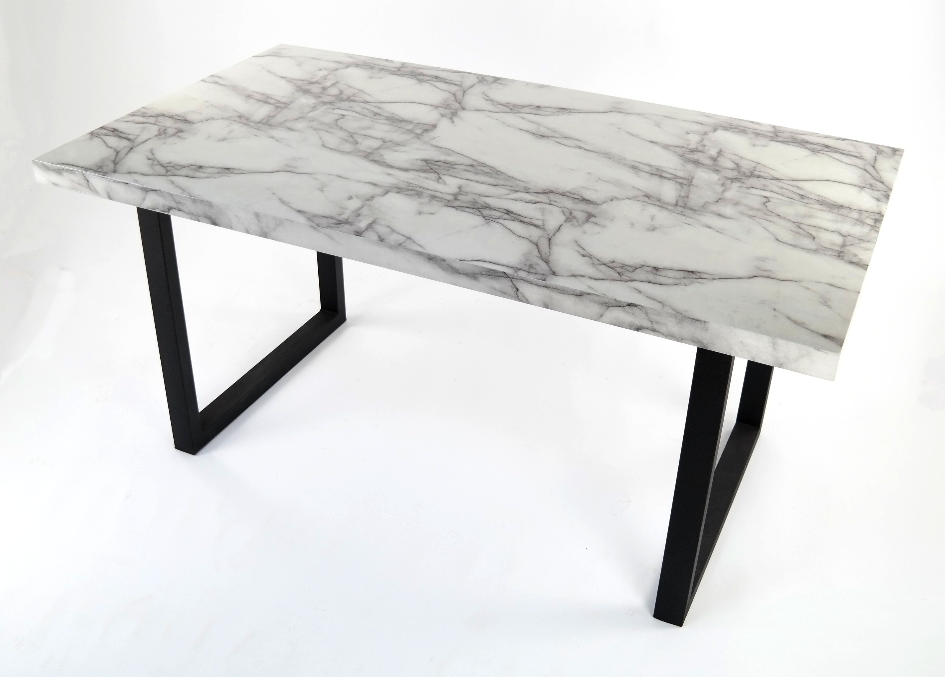 freiraum Esstisch 9210-19, in Marmor weiß, MDF - 140x75x90cm (BxHxT)