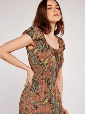 Apricot Maxikleid Paisley Enchant Milkmaid Maxi Dress, in tollem Paisleymuster, mit gesmokter Taille