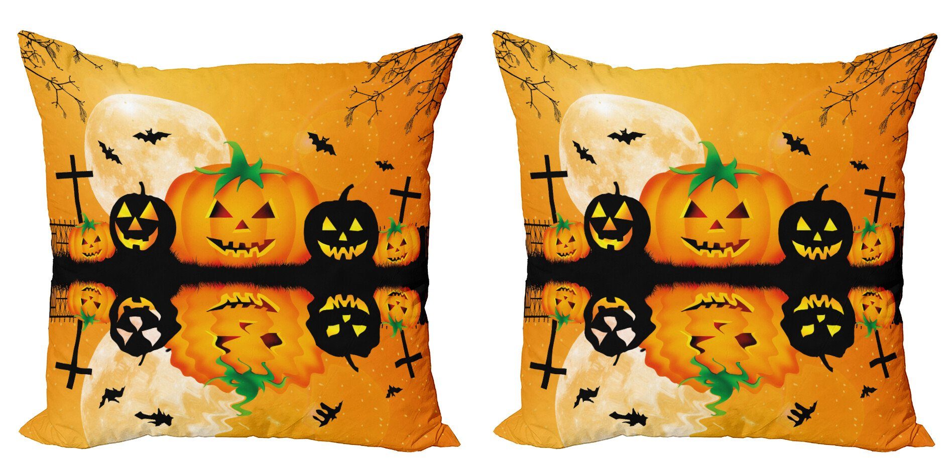 Kissenbezüge Modern Accent Doppelseitiger Digitaldruck, Abakuhaus (2 Stück), Halloween Scary Pumpkin