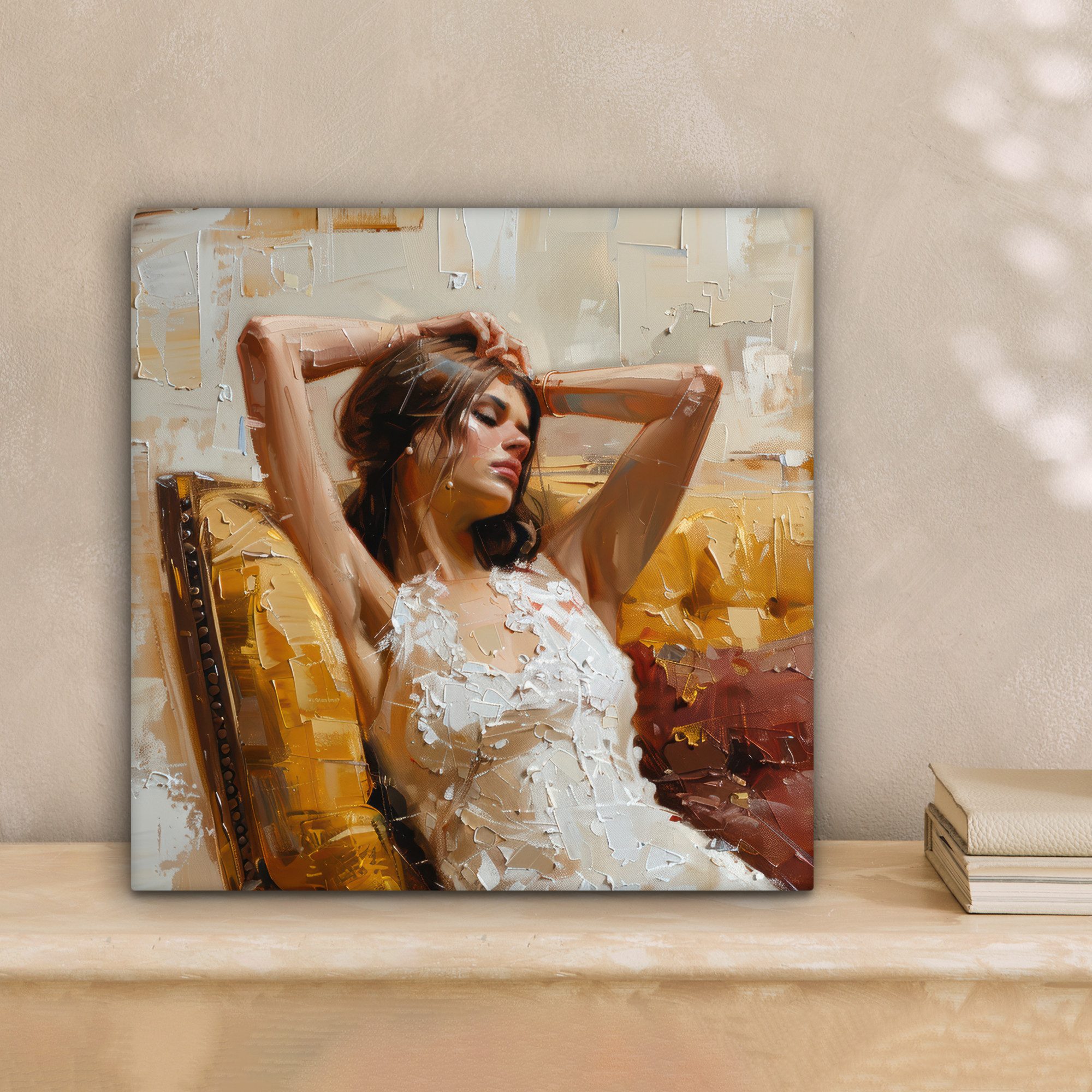 OneMillionCanvasses® Leinwandbild Frau - Kunst - Abstrakt - Modern, Fotodruck (1 St), Wandbild, Deko Schlafzimmer Wohnzimmer Flur 20x20 cm