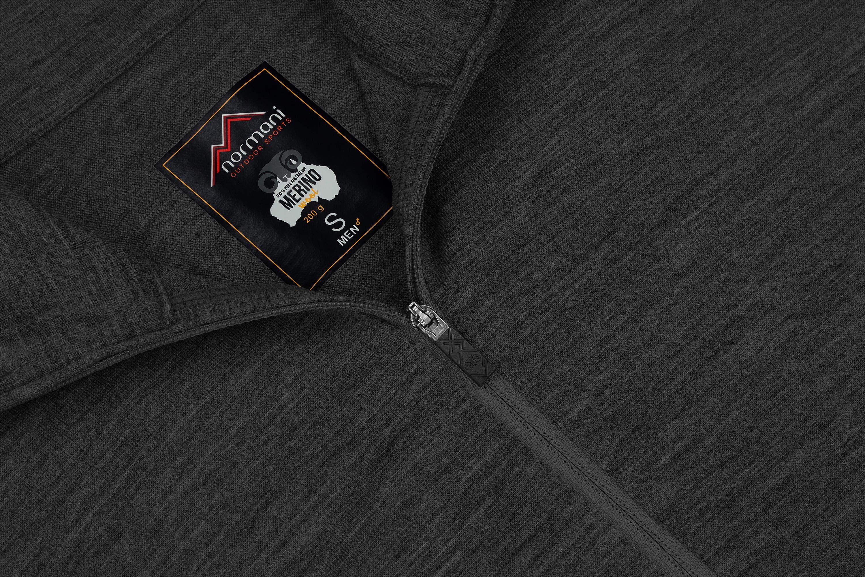 normani Langarmshirt Herren Merino Langarm mit 1/4 Zipper Canberra Merino Winter Outdoor Ski Pullover - Aus Merinowolle