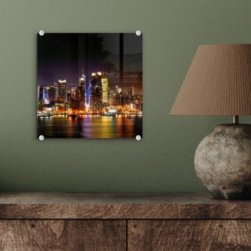 MuchoWow Acrylglasbild New York - Skyline - Farben, (1 St), Glasbilder - Bilder auf Glas Wandbild - Foto auf Glas - Wanddekoration