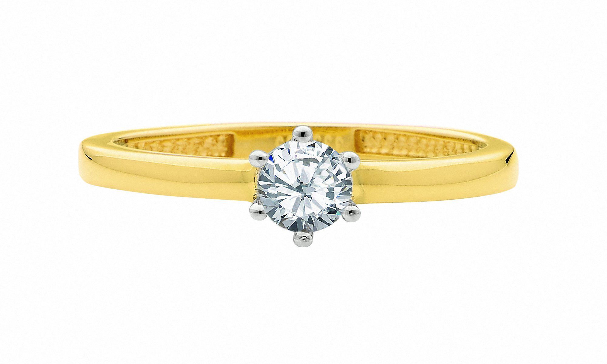 Solitärring Solitärring 585 Gold (14K) mit Zirkonia