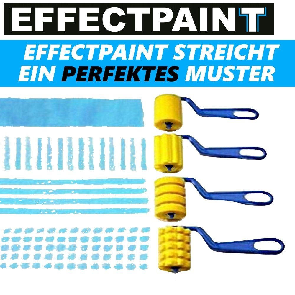 MAVURA Farbwalze EFFECTPAINT Roller Farb Set Relief Effektroller Muster Struktur, 4-teilig Walze Maler Effekt