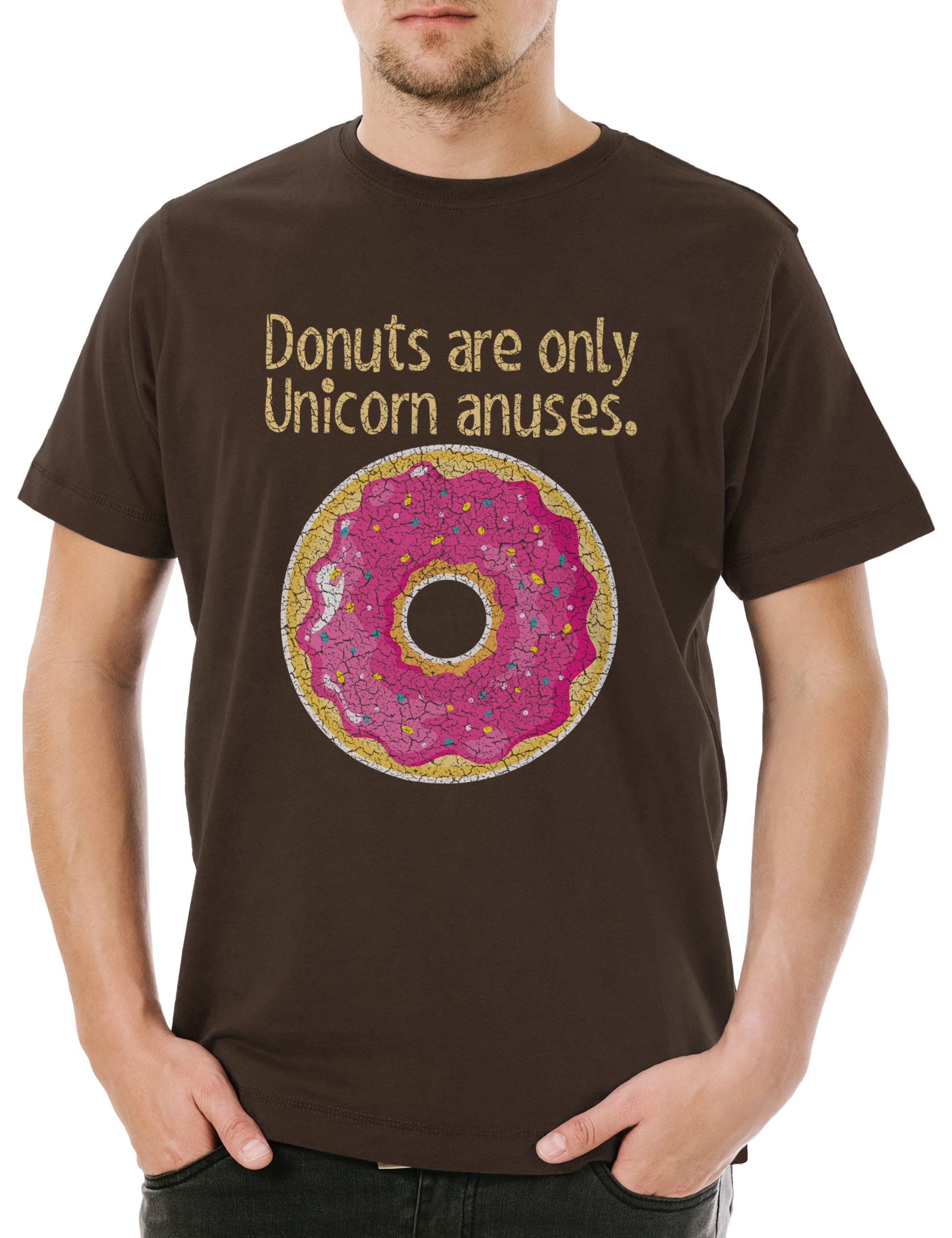 Urban Backwoods Print-Shirt Donuts Are Only Unicorn Anuses Herren T-Shirt Einhorn Anus Regenbogen (1-tlg) Rainbow Fairies Donut Princess