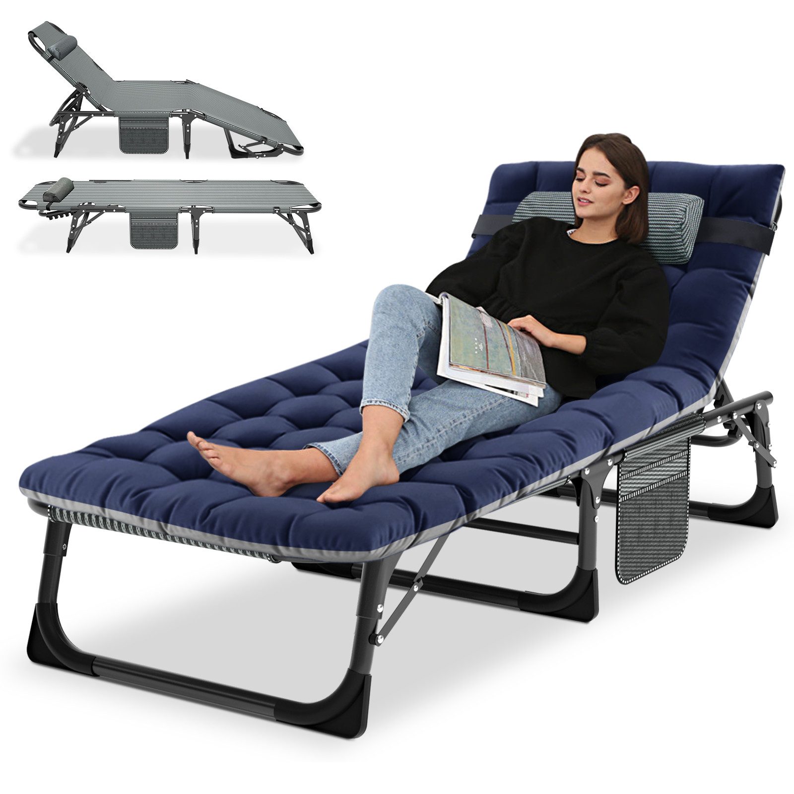 Meulbaty Klappbett Gästebett mit Auflage, Kopfstütze & verstellbarer Rücken günstig online kaufen