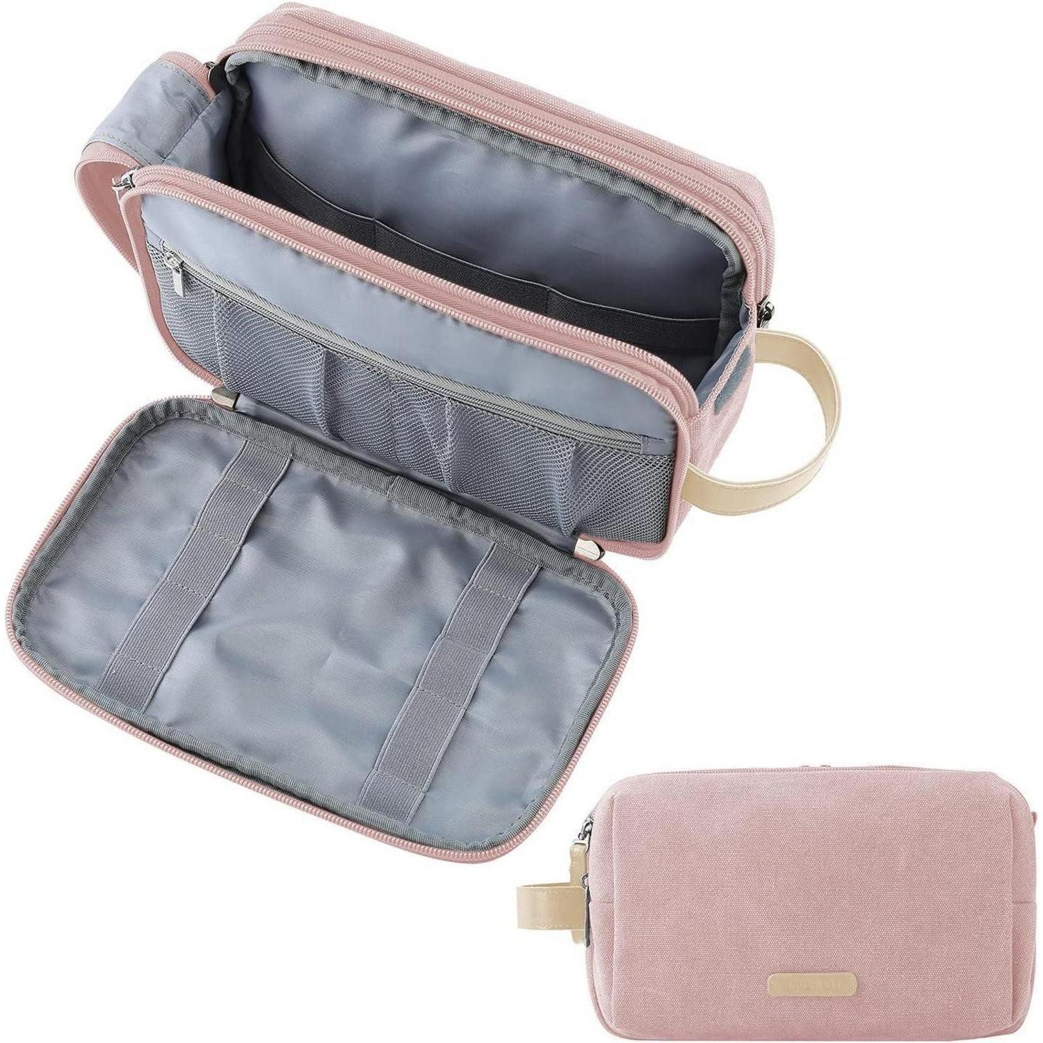 Kulturbeutel Kulturtasche Herren Reise Doppelreißverschluss 5L Rosa M Rosa-leinwand