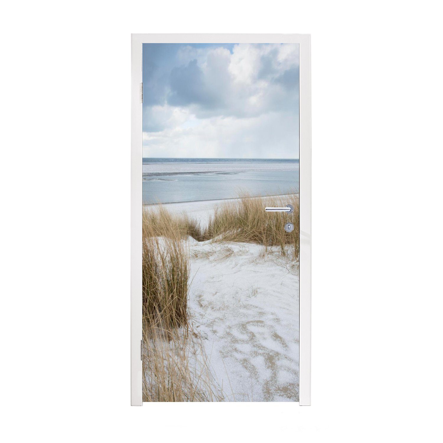 MuchoWow Türtapete Nordsee - Dünen - Wasser, Matt, bedruckt, (1 St), Fototapete für Tür, Türaufkleber, 75x205 cm