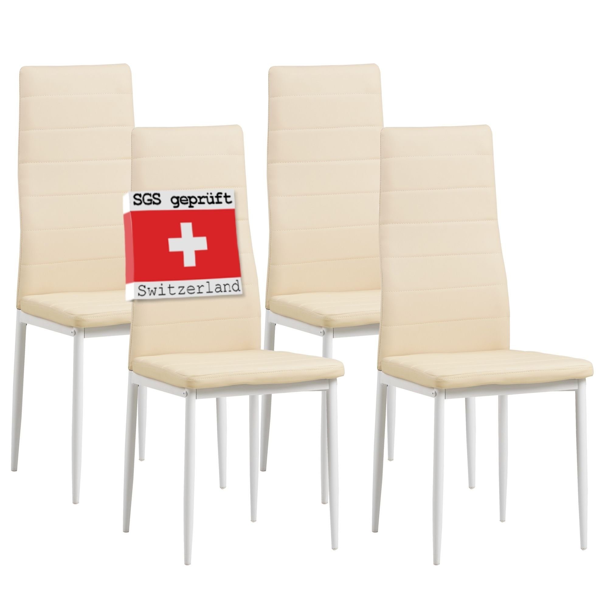 Belastbarkeit, Weiss Albatros Italienisches Esszimmerestuhl Bezug MILANO, Modern Albatros hohe Kunstleder Küchenstuhl Esszimmerstuhl Set, Polsterstuhl, Beige Beige), Design, | edles International (4er