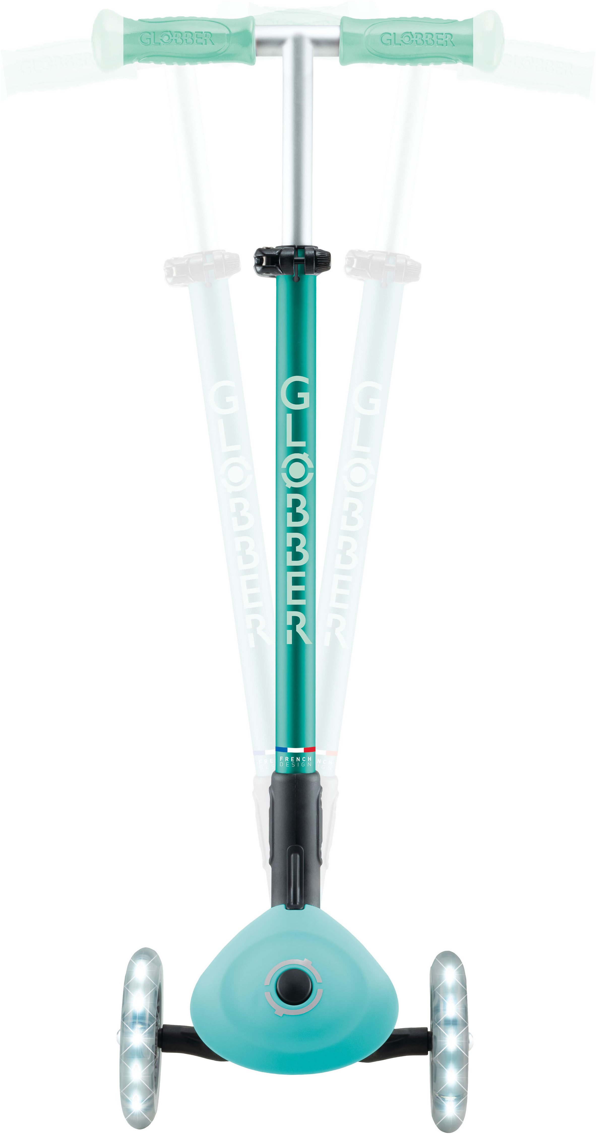 Globber Tretroller ELITE GLOW LIGHTS, mit Leuchtrollen und Glow-Effekt
