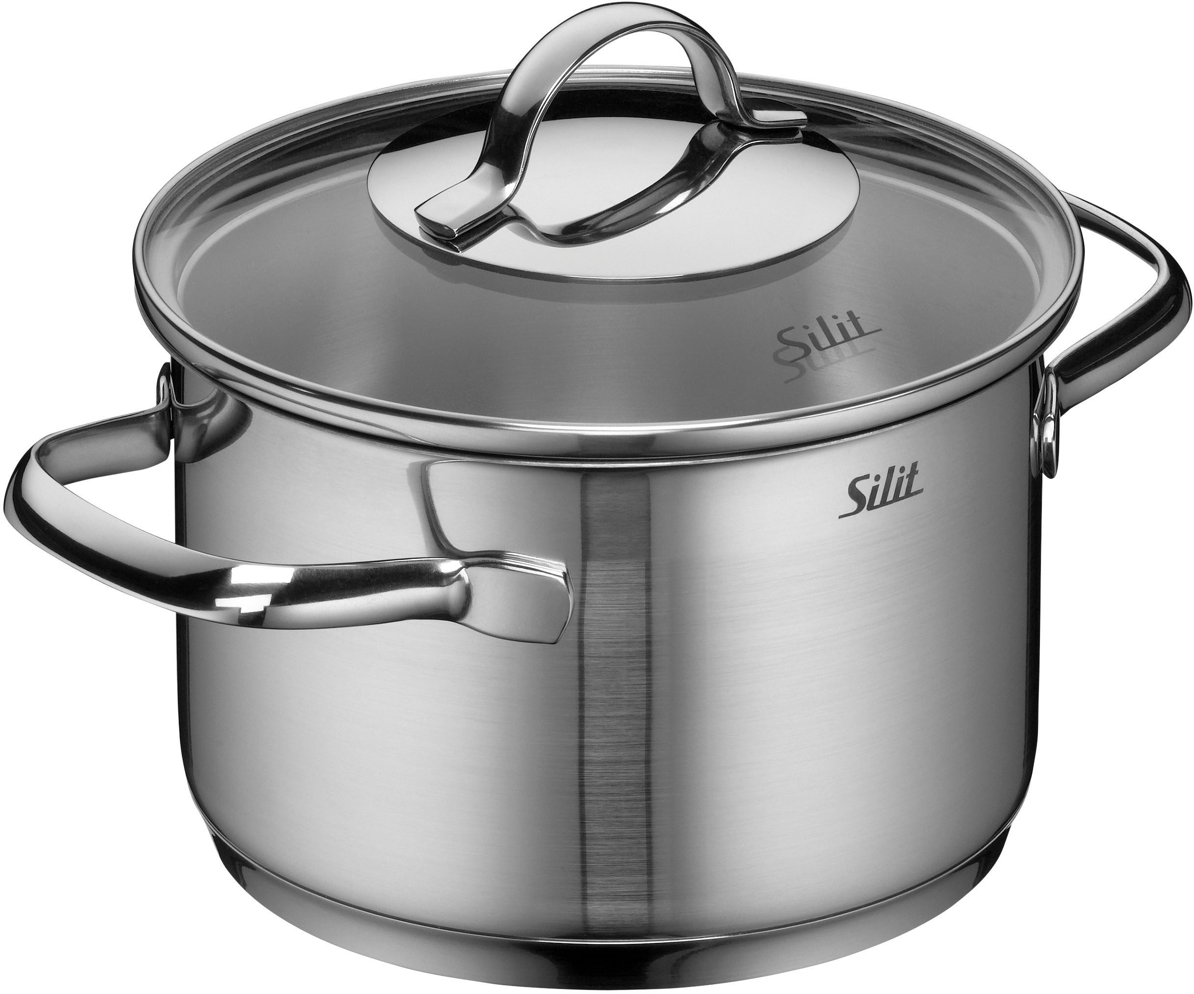 Silit Kochtopf Achat, Topf mit Deckel, Edelstahl 18/10 (2-tlg), rostfrei, Silitherm-Allherdboden, induktionsgeeignet