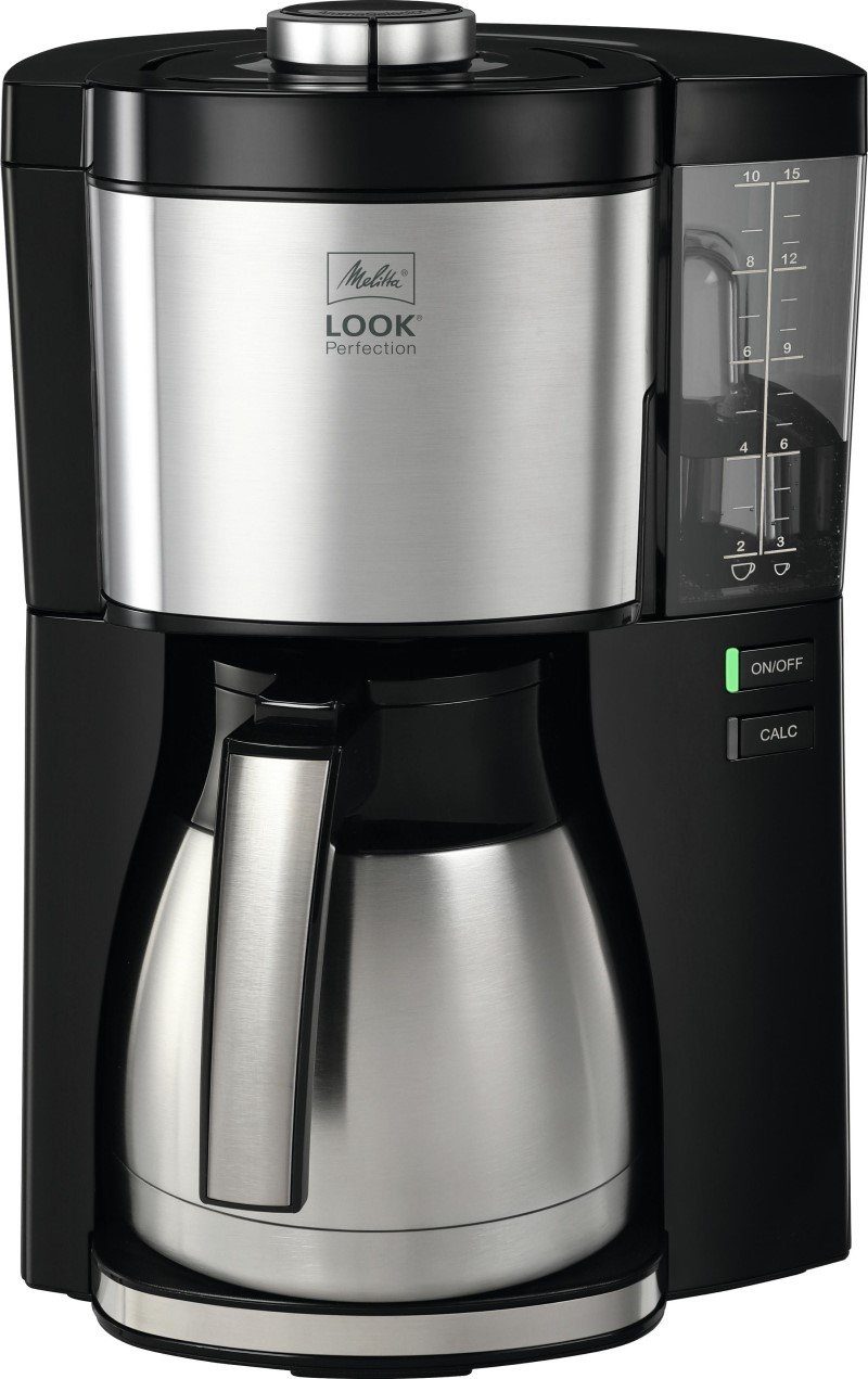 Perfection, 1,25l Look Thermo-Kanne Calc AromaSelector, Kaffeekanne, Therm Schwenkfilter Melitta x4, Schwarz 10 3-in-1 V 1025-16 Protection, Tassen, Filterkaffeemaschine 1