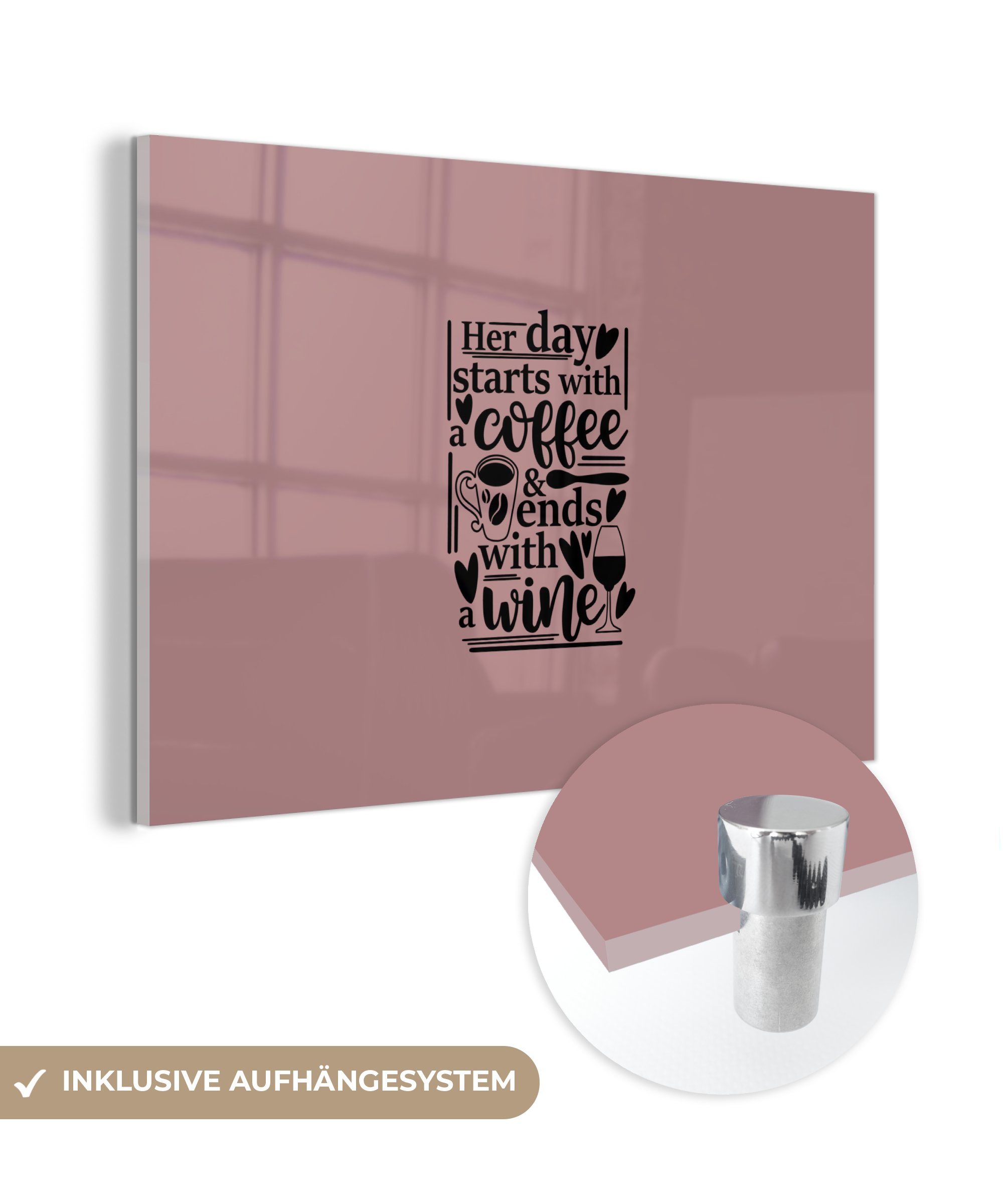 Kaffee Schlafzimmer Acrylglasbild Rosa, Zitate (1 Acrylglasbilder Wohnzimmer & St), - MuchoWow -