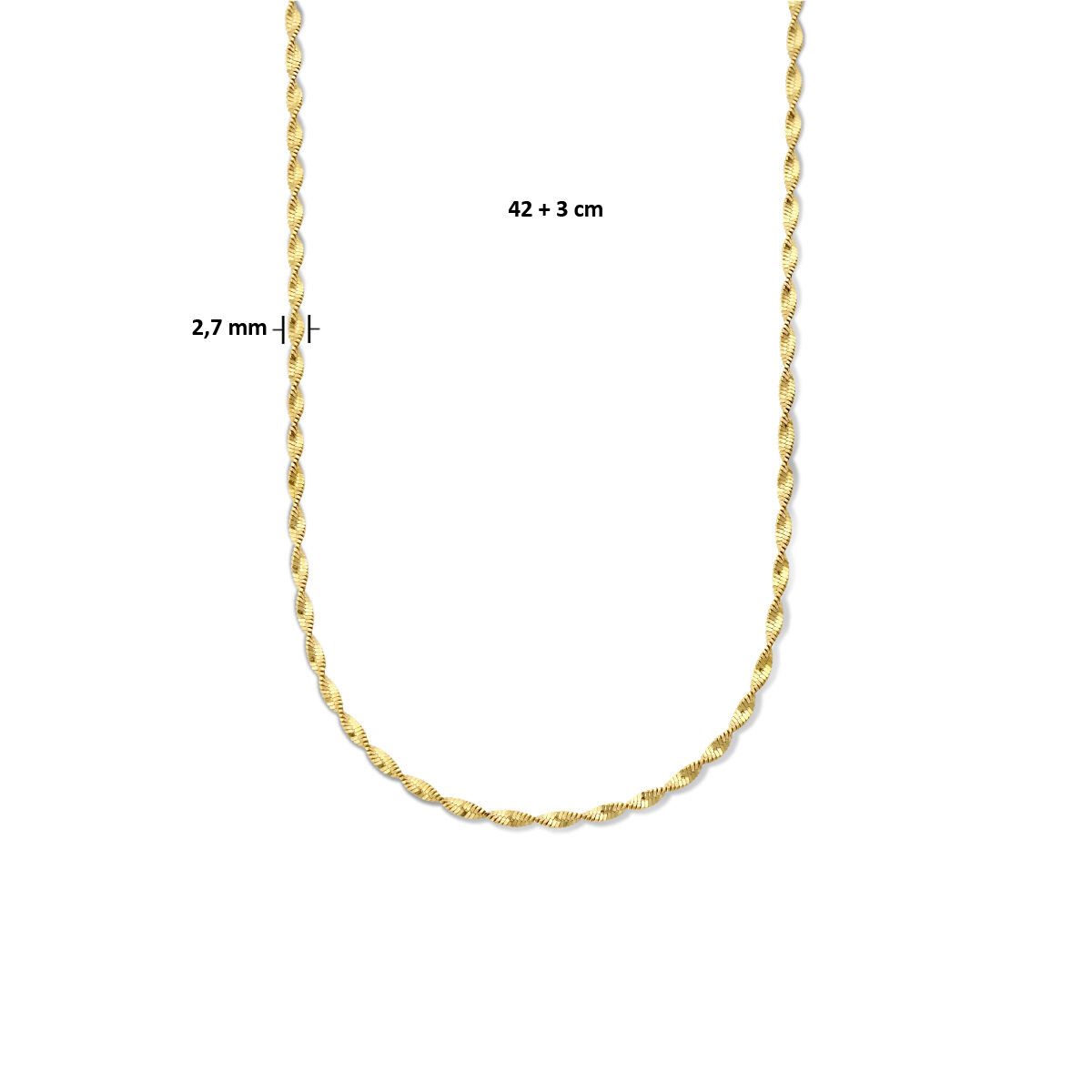 NICEANDnoble Partnerkette Vergoldete Herringbone-Kette gedreht glänzend 2578, verstellbare Gesamtlänge