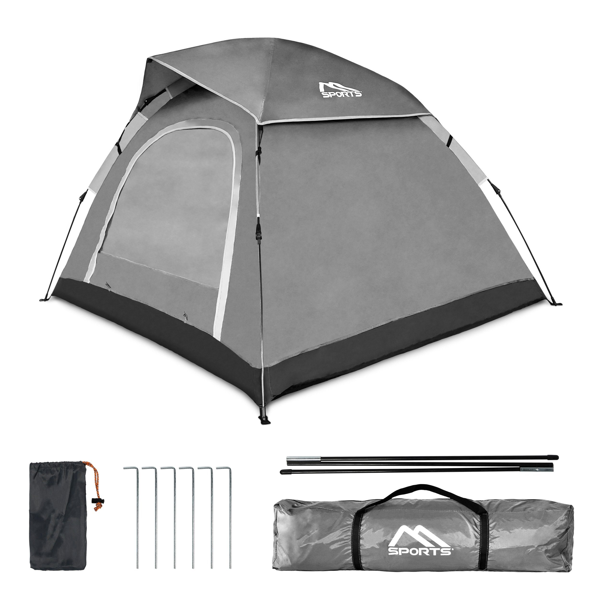 MSports® Igluzelt Campingzelt Pop Up Zelt 2-3 Personen Würfelzelt Wasserdicht Winddicht Kuppelzelt Zelt Grau