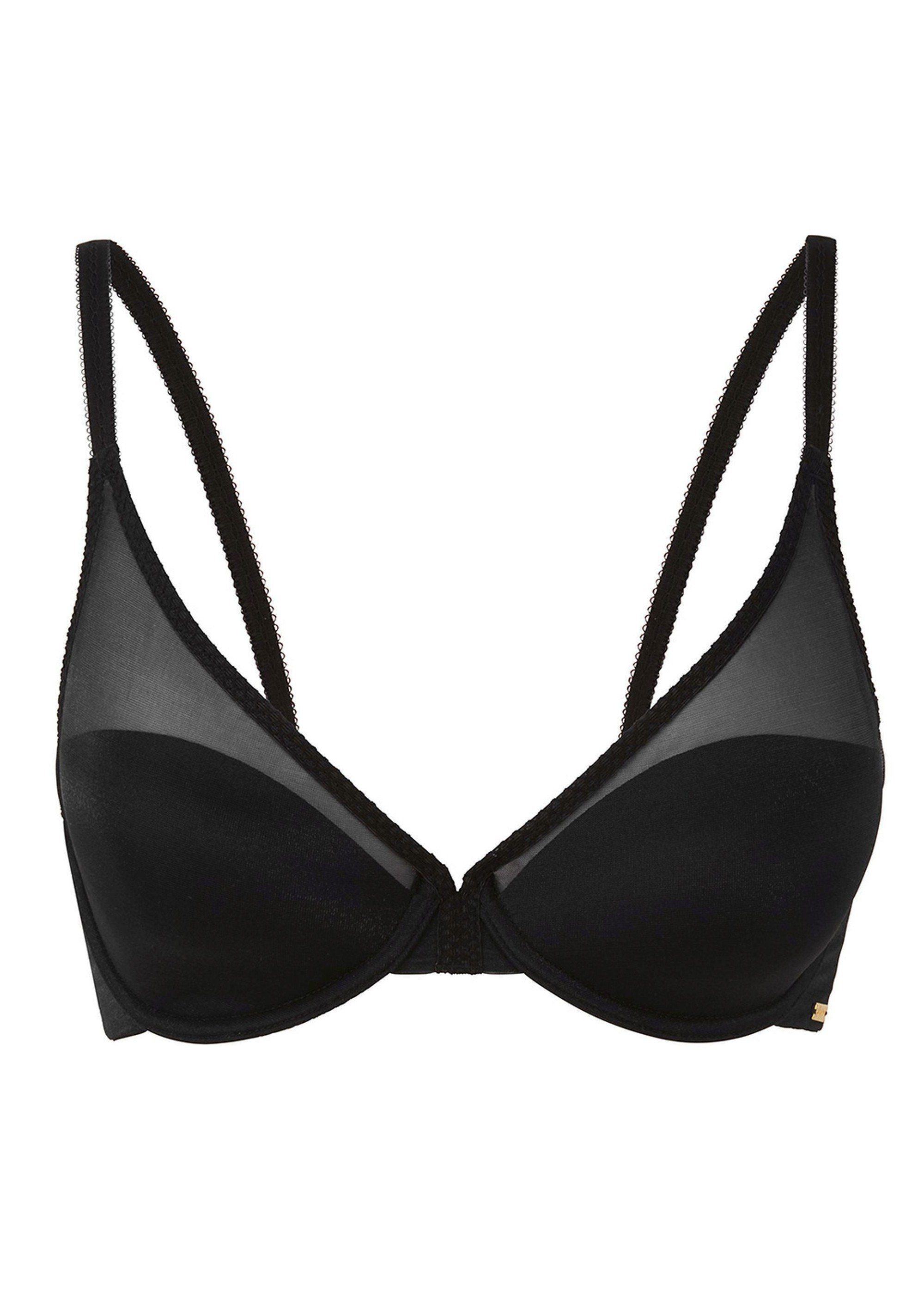 Gossard Halbschalen-BH Glossies Halbgefütterter Triangel BH Black 65 D (halbgefütterter BH, 1-tlg., glatt)