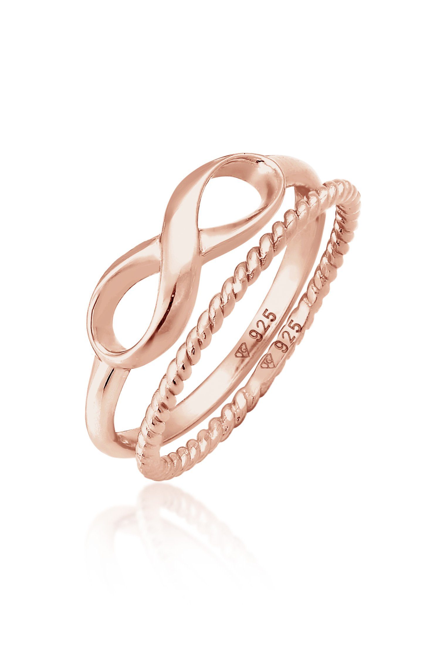 Elli Ring-Set Infinity Bandring Gedreht Stapelring Set 925 Silber, Infinity