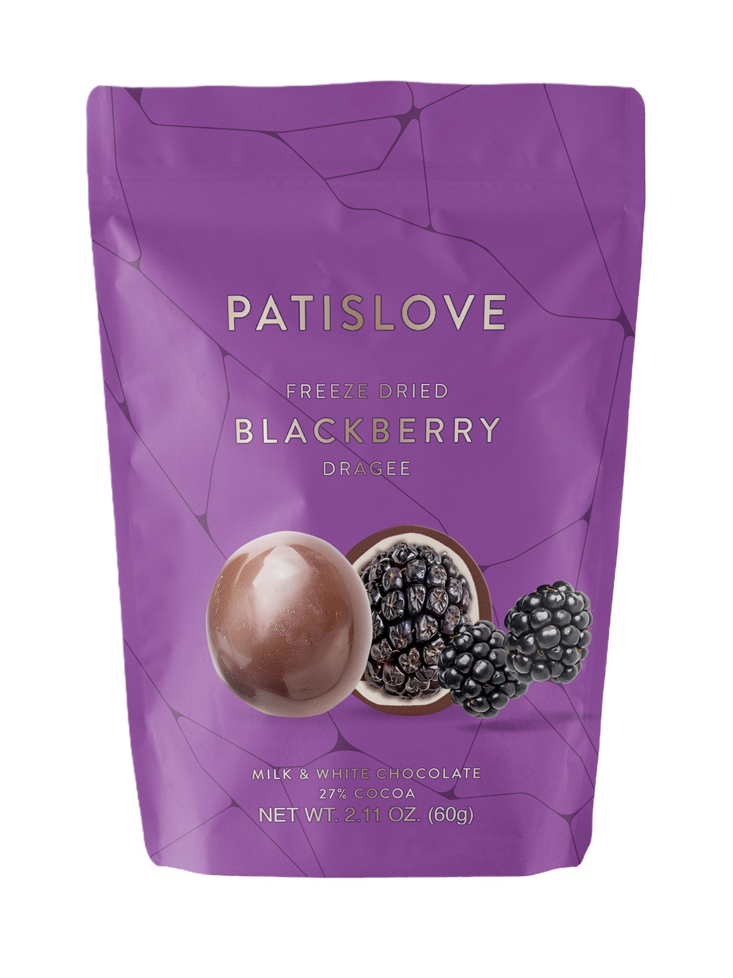 PATISLOVE Schokolade Patislove Brombeer Dragee – Gefriergetrocknet in Schweizer Schokolade, 60 g, Gefriergetrocknet, Mit echter Schweizer Schokolade