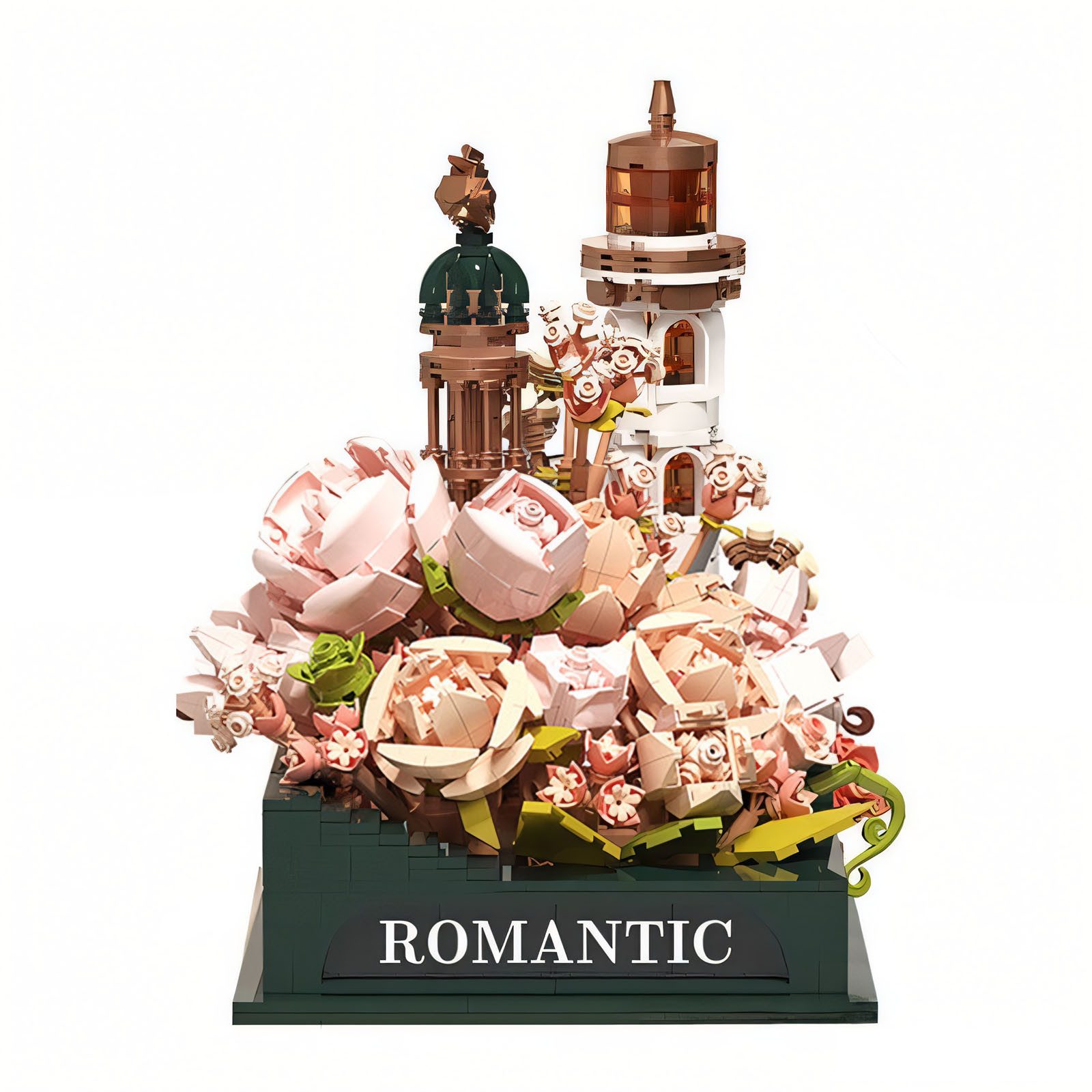 Blumenstrauß Bauklötze Set Blumen Leuchtturm Baustein DIY Bauspielzeug Konstruktions-Spielset