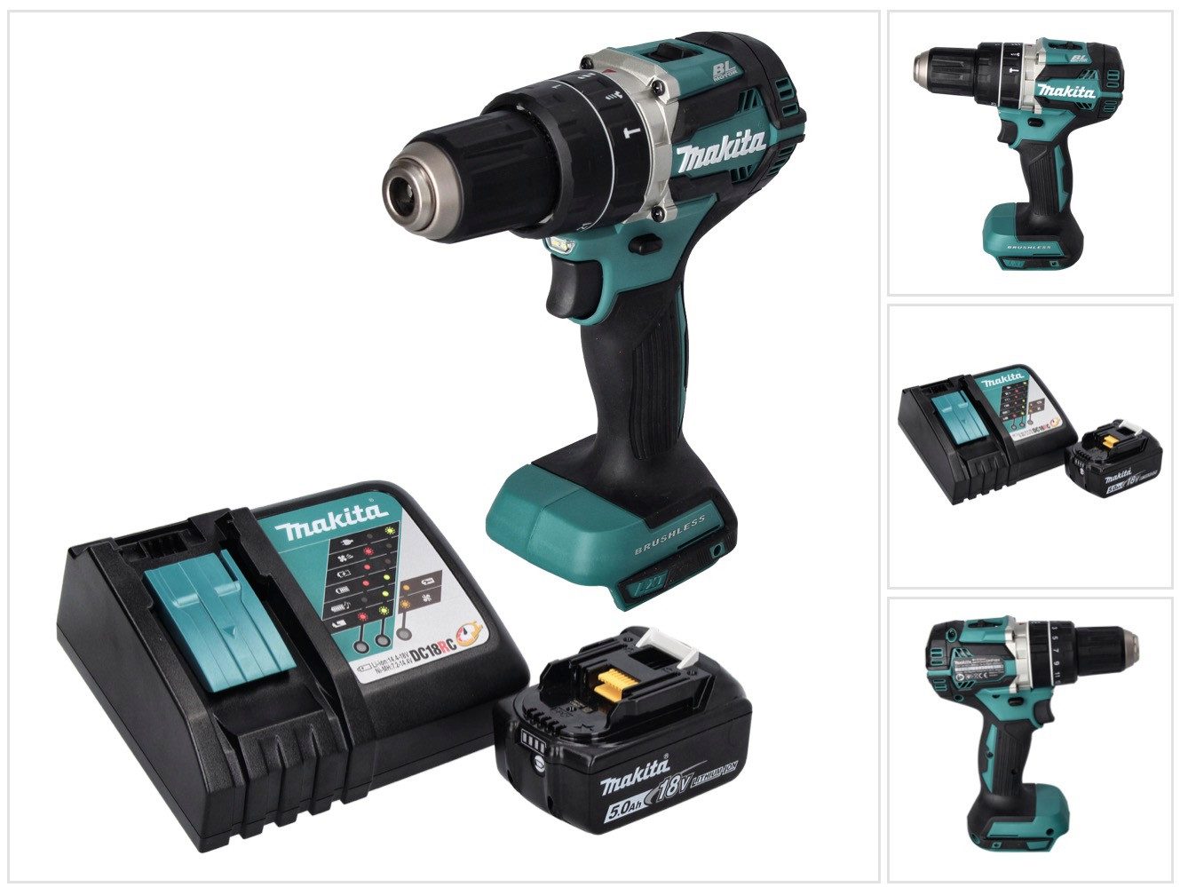 Makita Akku-Schlagbohrschrauber DHP 484 RT1 Akku Schlagbohrschrauber 18 V 54 Nm Brushless + 1x Akku 5