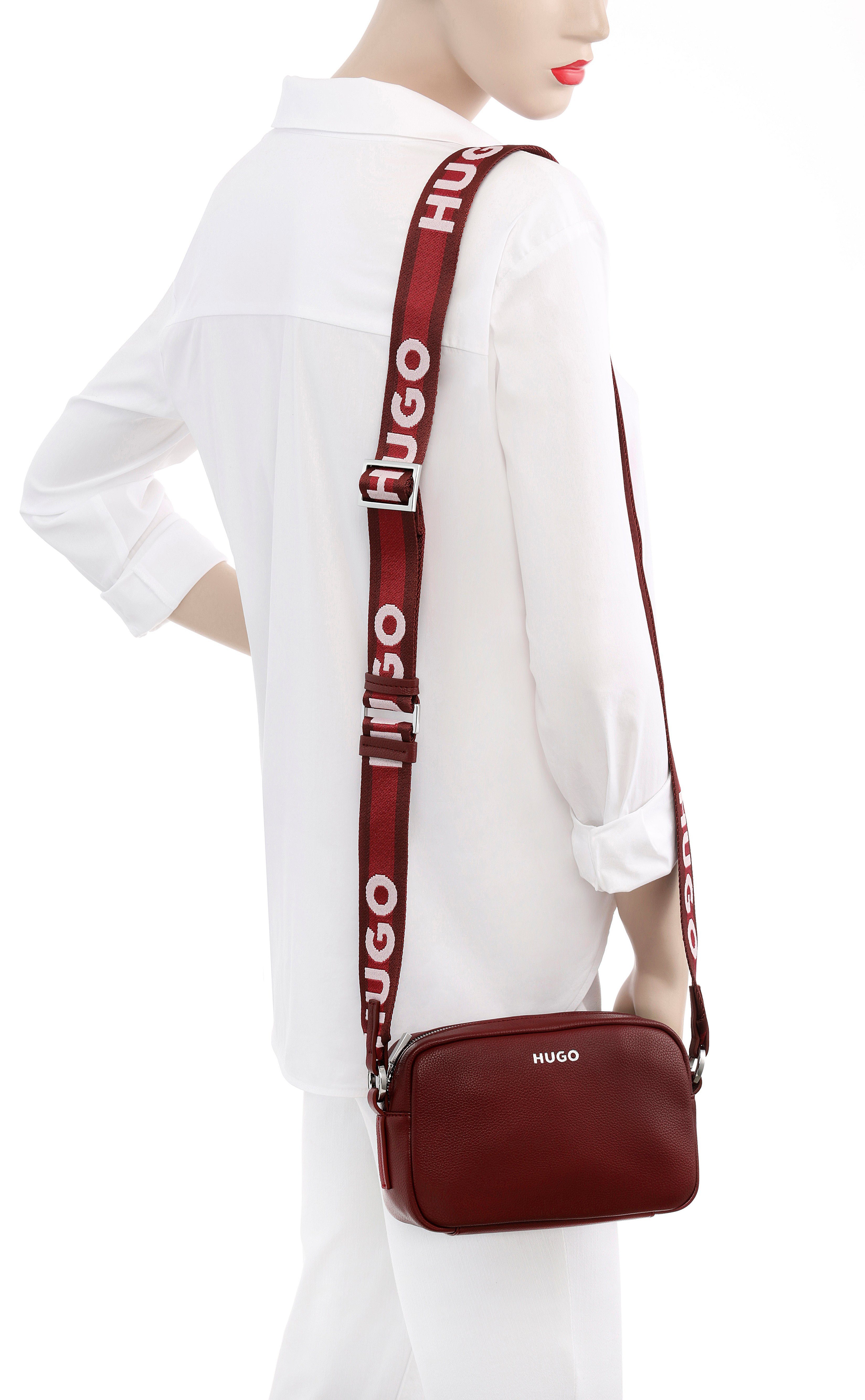 Bel dunkelrot HUGO mit Umhängetasche Schriftzug W.L., Crossbody Logo Textilumhängeriemen