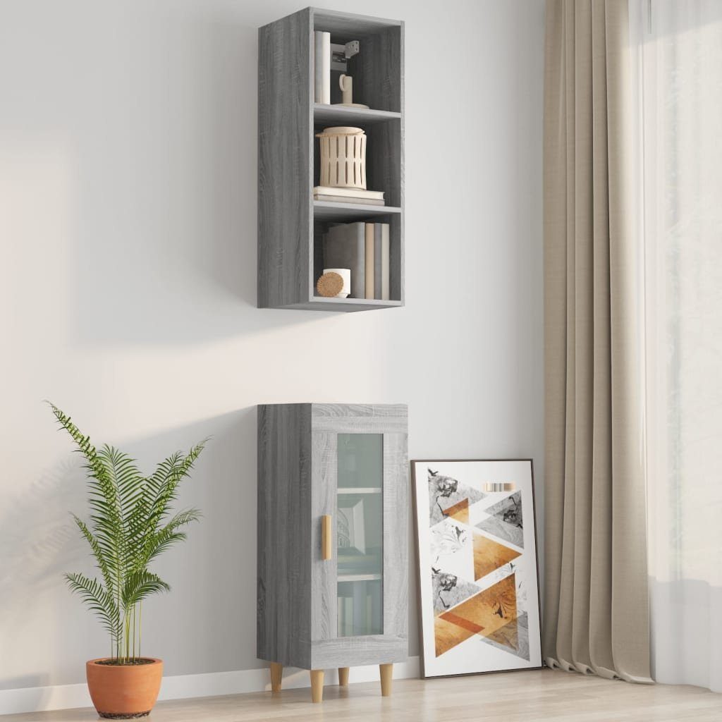 Wandschrank Grau cm Sonoma 34,5x32,5x90 Holzwerkstoff Wandregal furnicato