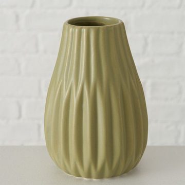 BOLTZE Dekovase Blumenvase aus Keramik im 3er Set Mattes Design - Grün