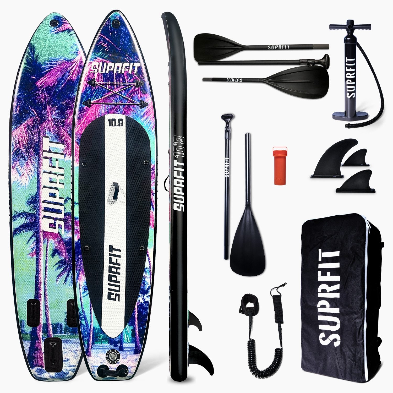 SF SUPRFIT Inflatable SUP-Board Stand-Up Paddling Board Sunset Vice inclusive Kajak Paddel, Touring, Komplettset – kein zusätzliches Zubehör nötig inclusive Kajak Paddel