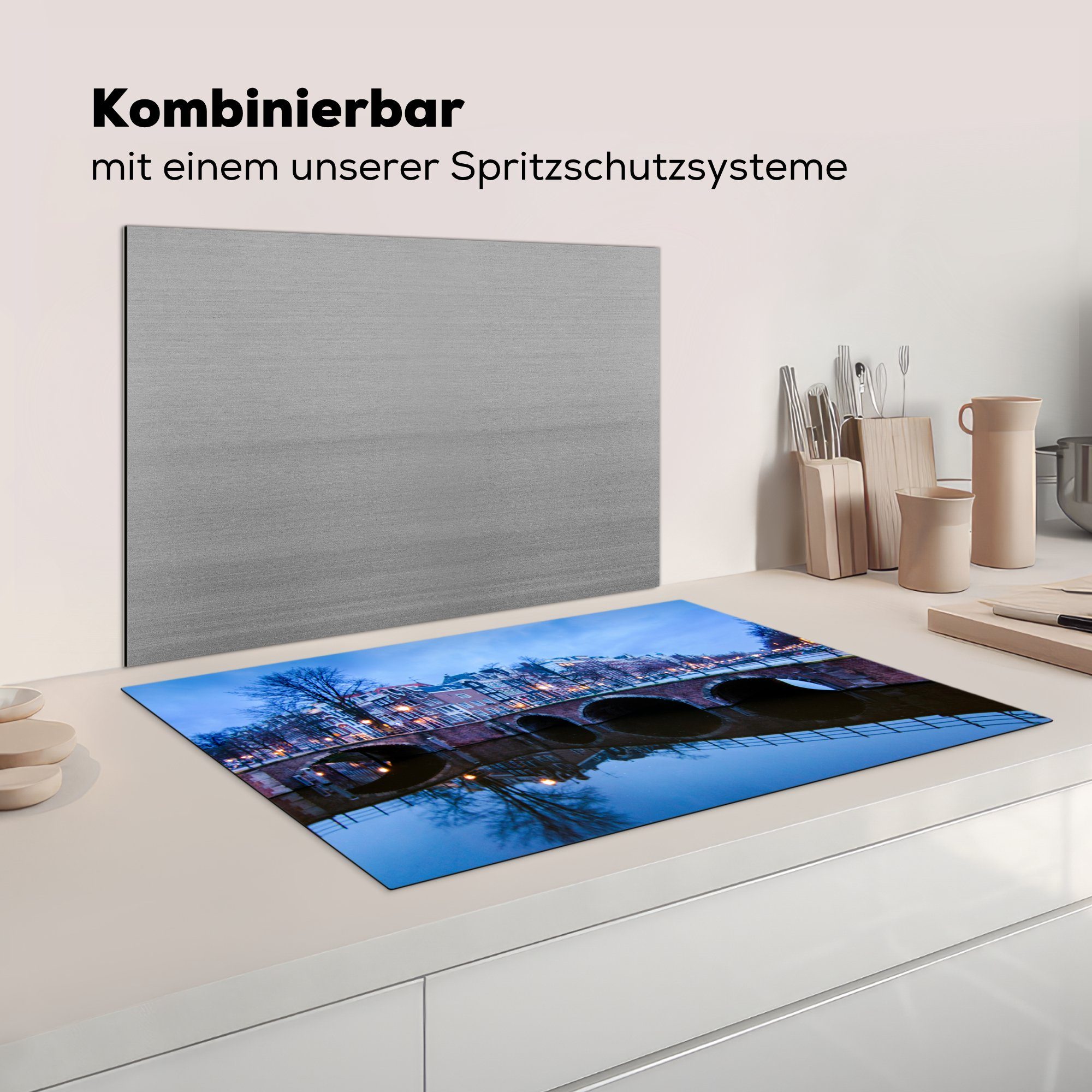 cm, die Wasser, - tlg), Herdblende-/Abdeckplatte Ceranfeldabdeckung Amsterdam - (1 Induktionskochfeld Winter Schutz für 81x52 Vinyl, küche, MuchoWow