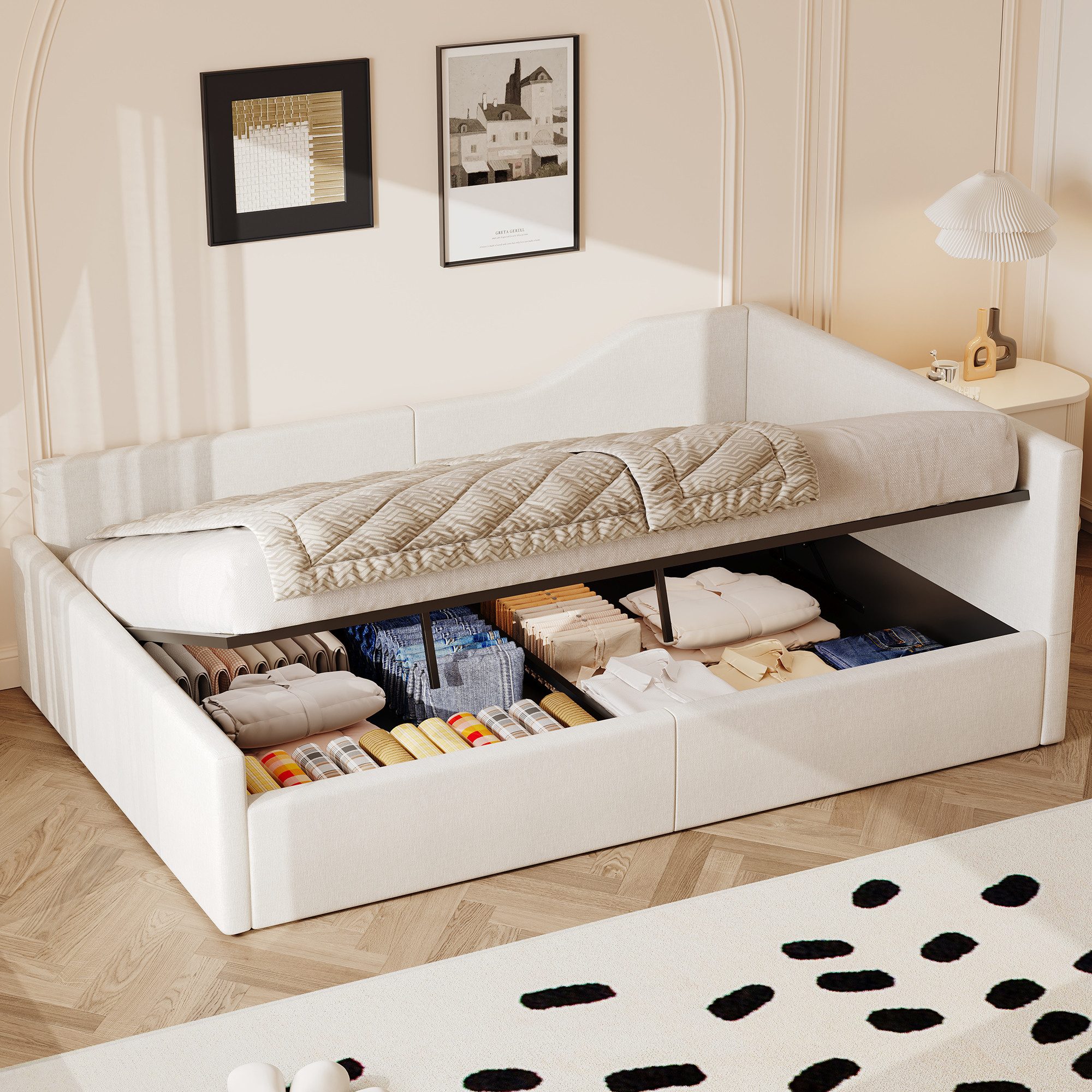 STILVORA Daybett 140x200 mit Matratze&Stauraum,Gepolstertes Tagesbett mit L günstig online kaufen