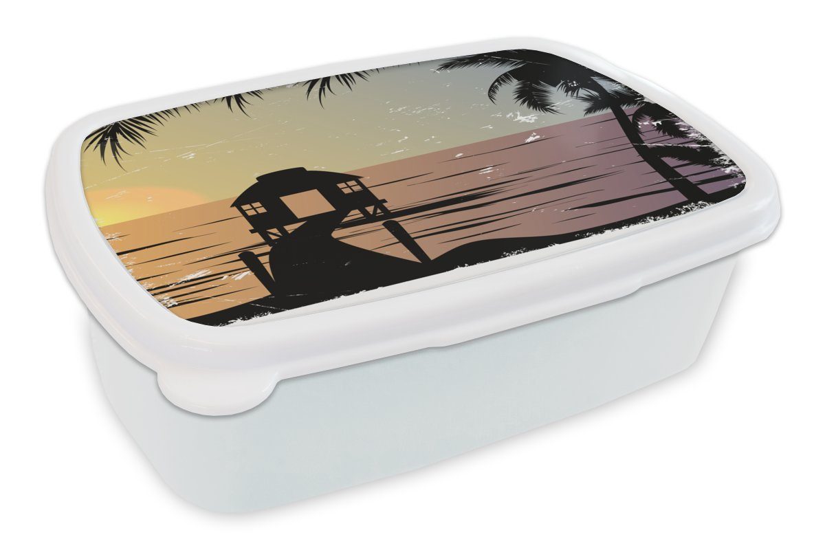 MuchoWow Lunchbox Pier - Meer - Nacht - Sommer, Kunststoff, (2-tlg), Brotbox für Kinder und Erwachsene, Brotdose, für Jungs und Mädchen weiß | Lunchboxen