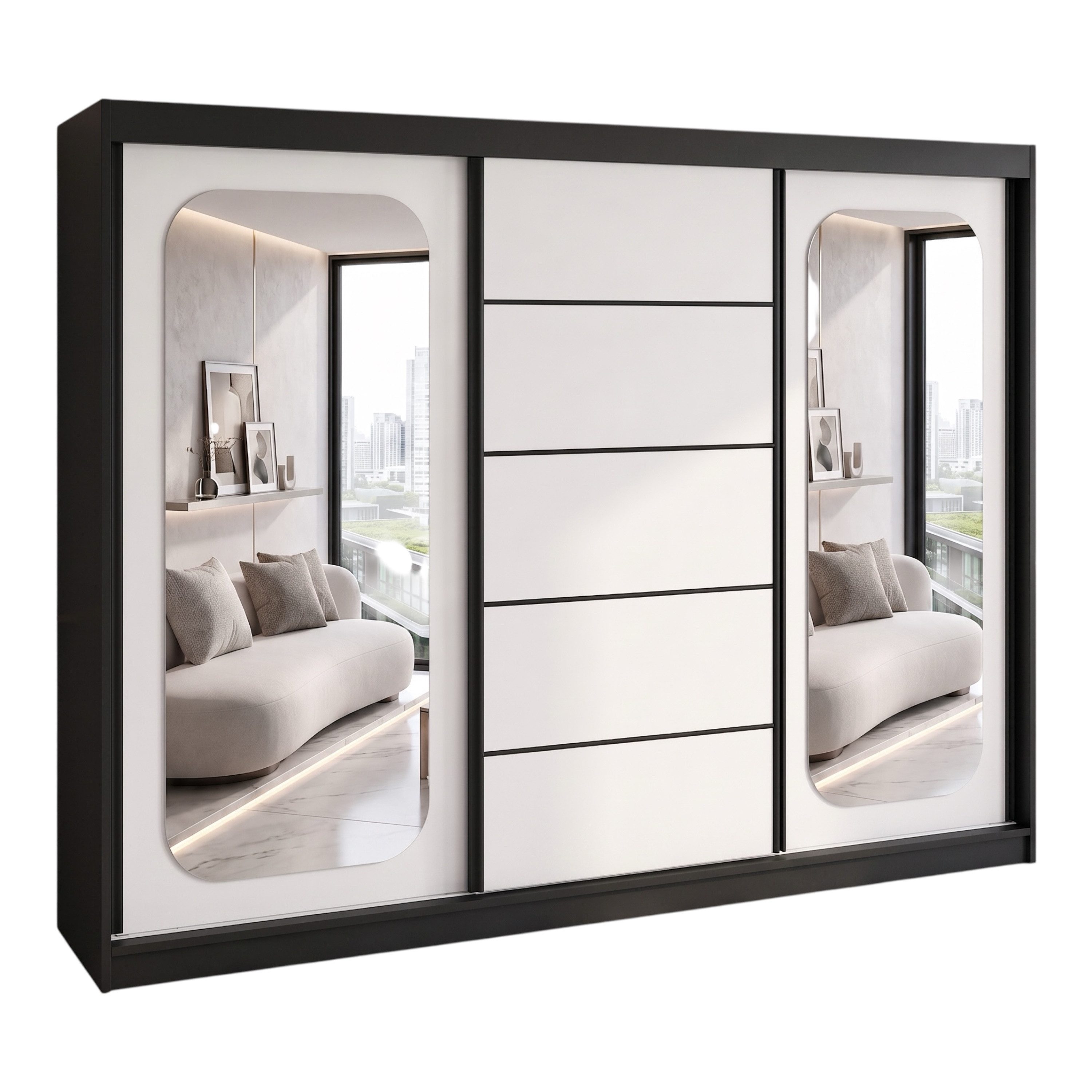 A&J MöbelLand GmbH Schiebetürenschrank BELANO – Moderner Kleiderschrank mit Schiebetüren (Die perfekte Kombination aus modernem Design, hoher Funktionalität und großzügigem Stauraum für Kleidung, Bettwäsche und Accessoires, erhältlich in verschiedenen Far