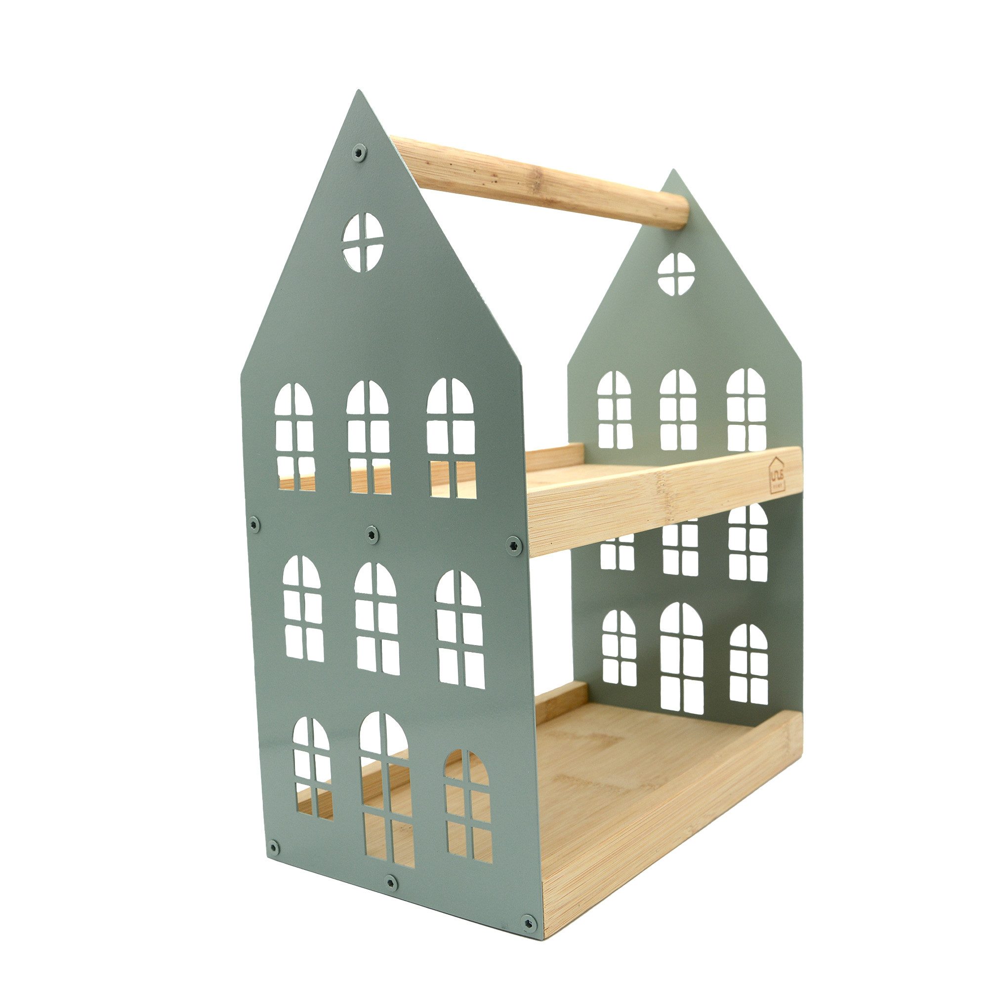 UNUS HOME Etagere Haus-Etagere 2 Etagen, Metall, (Grün 34x26,5x16cm (LxBxH), Servierplatte Servierbrett Serviertablett Frühstückstablett