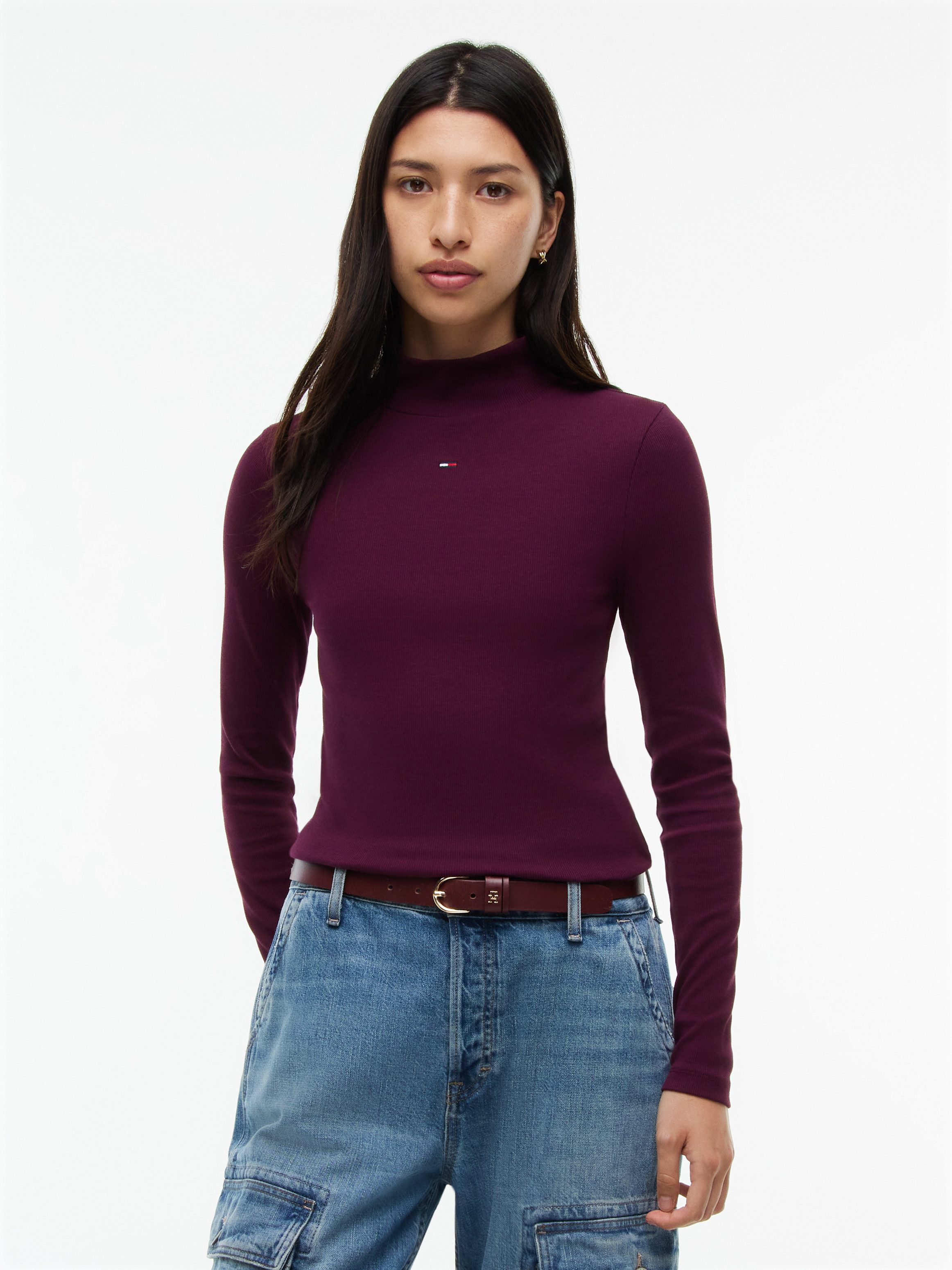 Tommy Jeans Langarmshirt TJW ESSENTIAL MOCK NECK Baumwollmischung