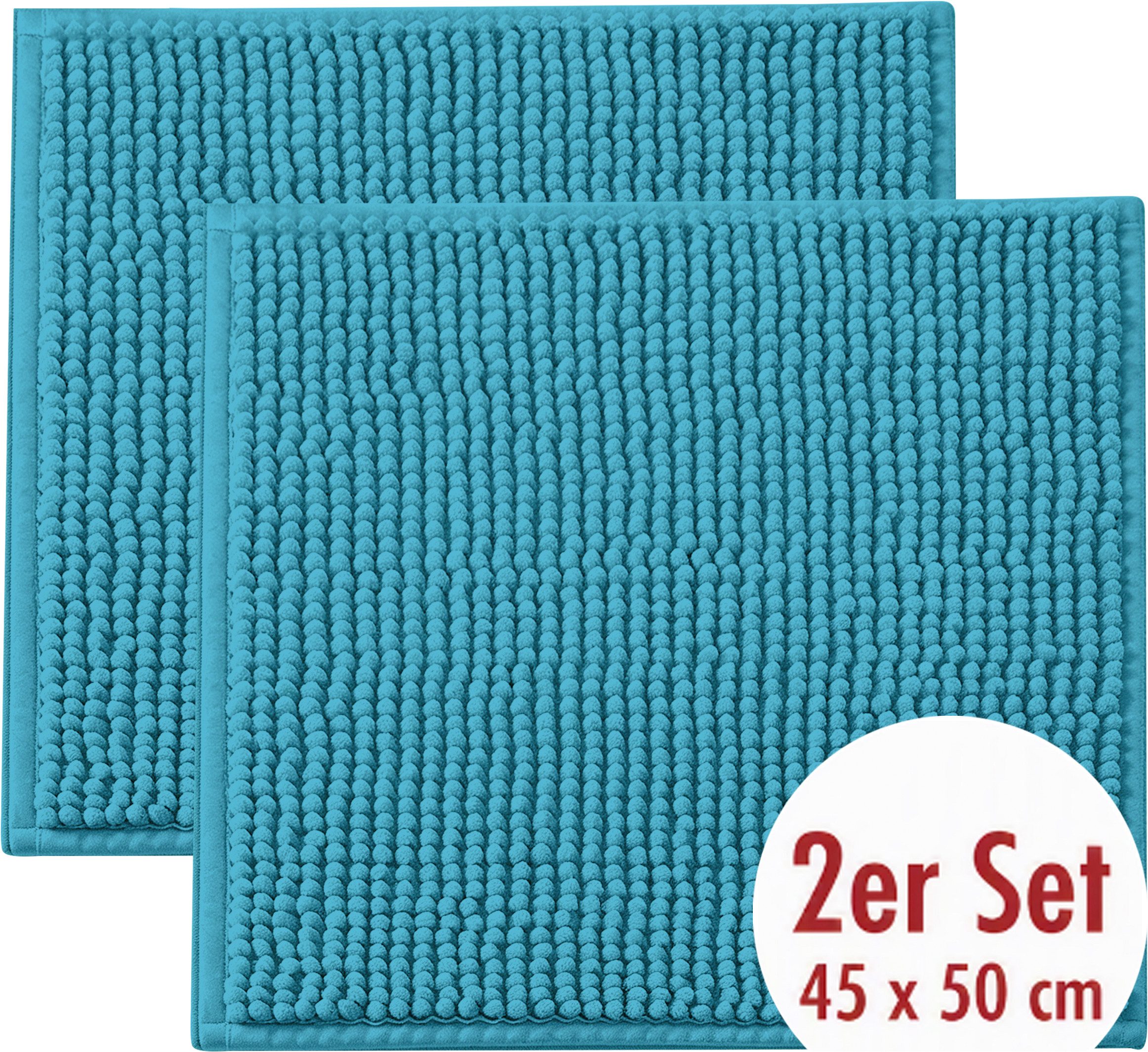 OTTO home Badematte Vanessa Chenille, Standard & Premium, 15cm oder 20cm, auch als 2er Set, rutschhemmend beschichtet, schnell trocknend, strapazierfähig, fußbodenheizungsgeeignet, Polyester, rechteckig, 2-tlg. 45 cm x 50 cm, Uni Farben, besonders weich,