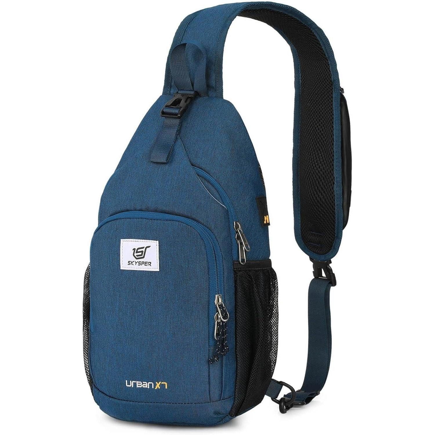 LuxusKollektion Minirucksack Brusttasche Crossbody Sling Herren Damen Outdoor Reisen Urbanx7-blau