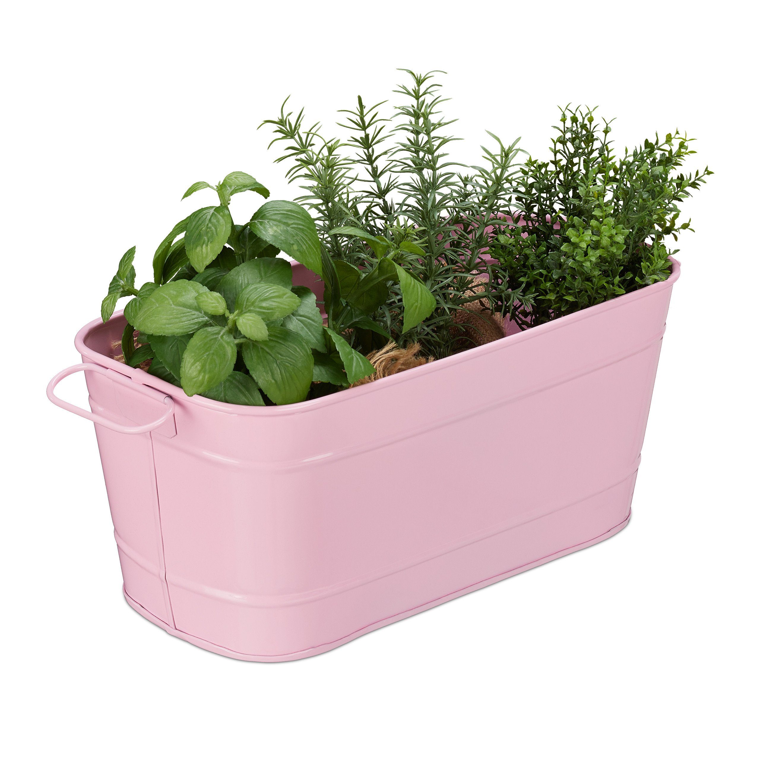 relaxdays Blumenkasten Metall, Rosa günstig online kaufen