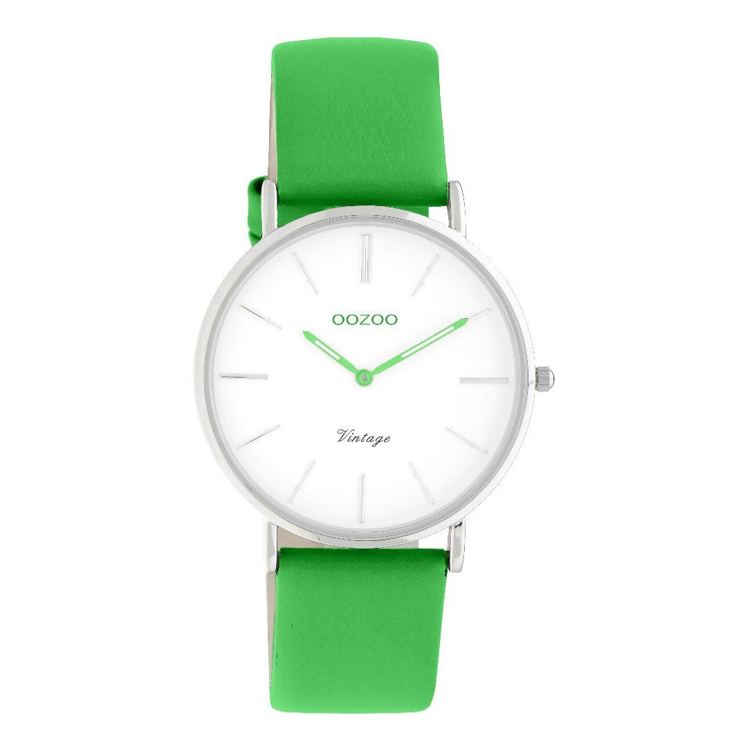 Quarzuhr Vintage Damenuhr C20284 Lederband Grün 36 mm