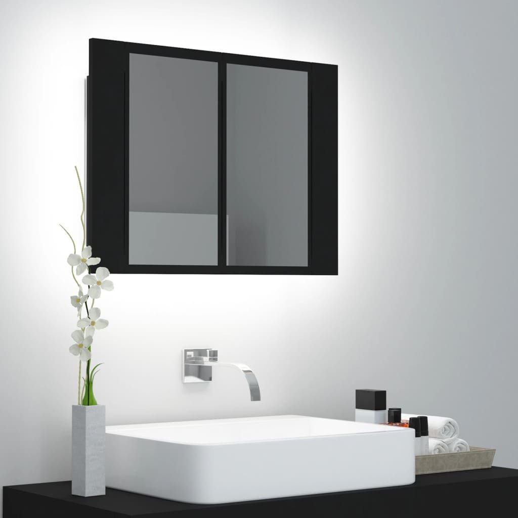 DOTMALL Badspiegel LED-Bad-Spiegelschrank Schwarz 60x12x45 cm günstig online kaufen