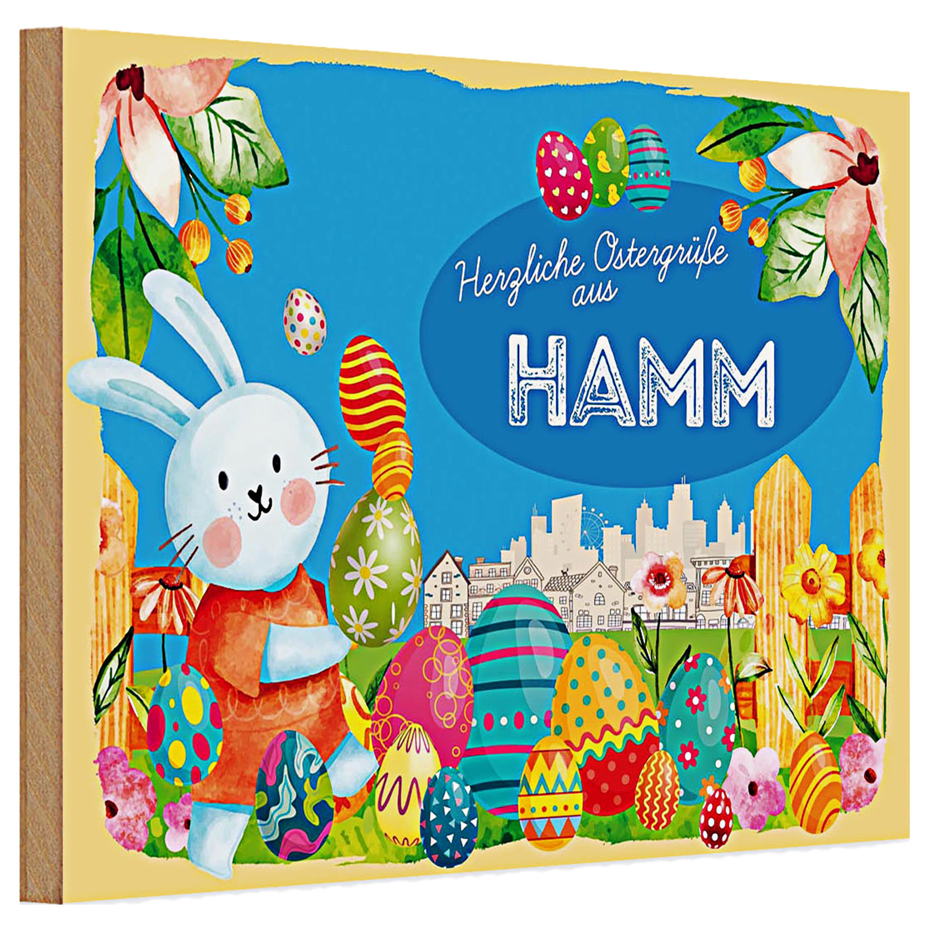 Roomando Holzbild Holzschild Ostern Ostergrüße 30x20cm HAMM