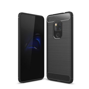 CoverKingz Handyhülle Huawei Mate 20 Handyhülle Silikon Case Cover Handytasche Carbonfarben, Carbon Look Brushed Design