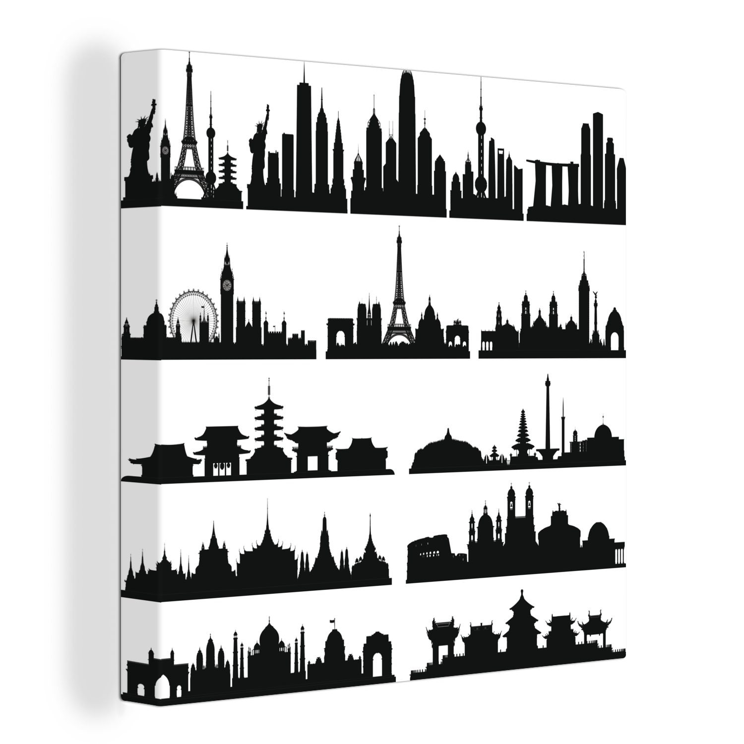 Skyline Bilder Sehenswürdigkeiten, Schlafzimmer Leinwandbild Leinwand der Stadt St), Wohnzimmer für Schwarz-Weiß-Illustration OneMillionCanvasses® (1 mit