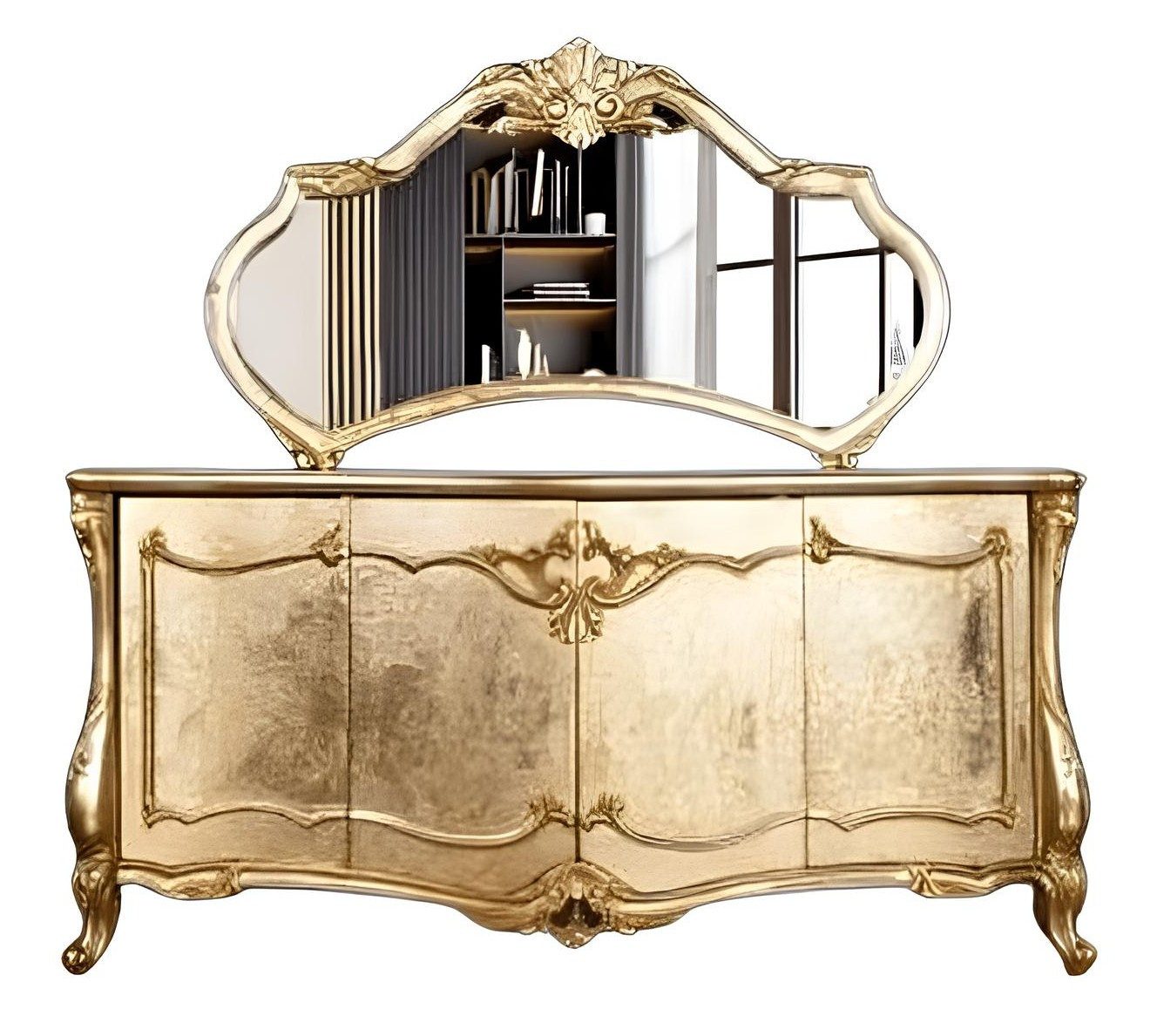 Xlmoebel Sideboard Luxus Spiegel Kommode Garnitur Мебель Комоды in Gold (2 St), Hergestellt in Europa
