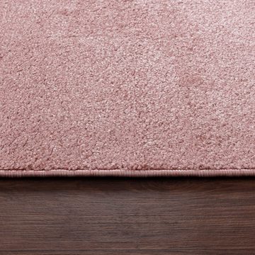 Teppich Unicolor - Einfarbig, Teppium, Rechteckig, Höhe: 11 mm, Einfarbig Kurzflor Teppich Wohnzimmer Rosa Modern Rücken aus Filz