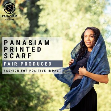 PANASIAM Halstuch elegantes Schaltuch auch als Schultertuch Schal oder Stola tragbar, in schönen farbigen Designs mit kleinen Fransen aus Baumwolle