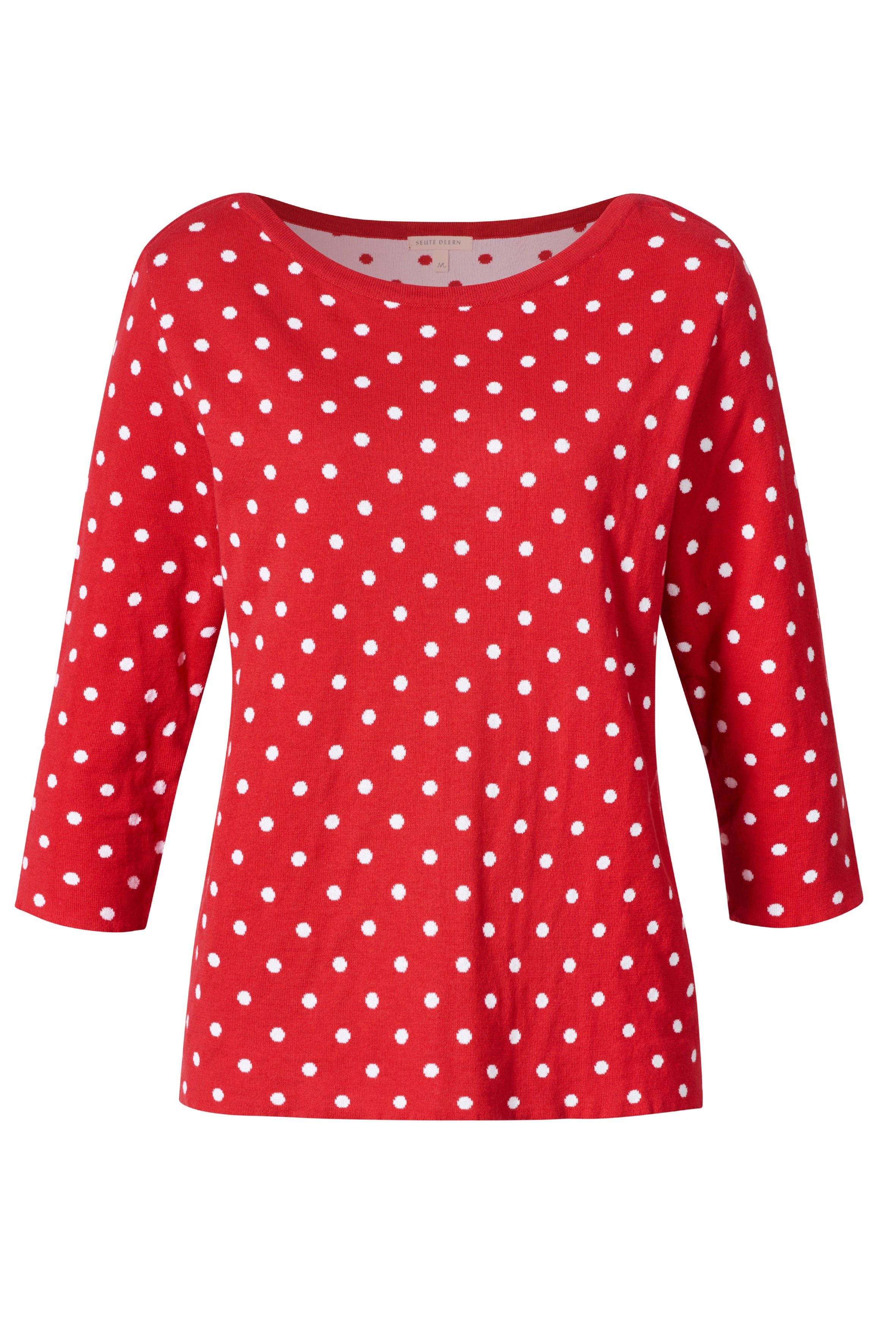 Himalaya Clothing Strickpullover Lässiges Shirt 3/4 Arm Damen mit Rundhalsausschnitt aus Bio-Baumwolle Damen Oberteil gepunktet mit hohem Tragekomfort