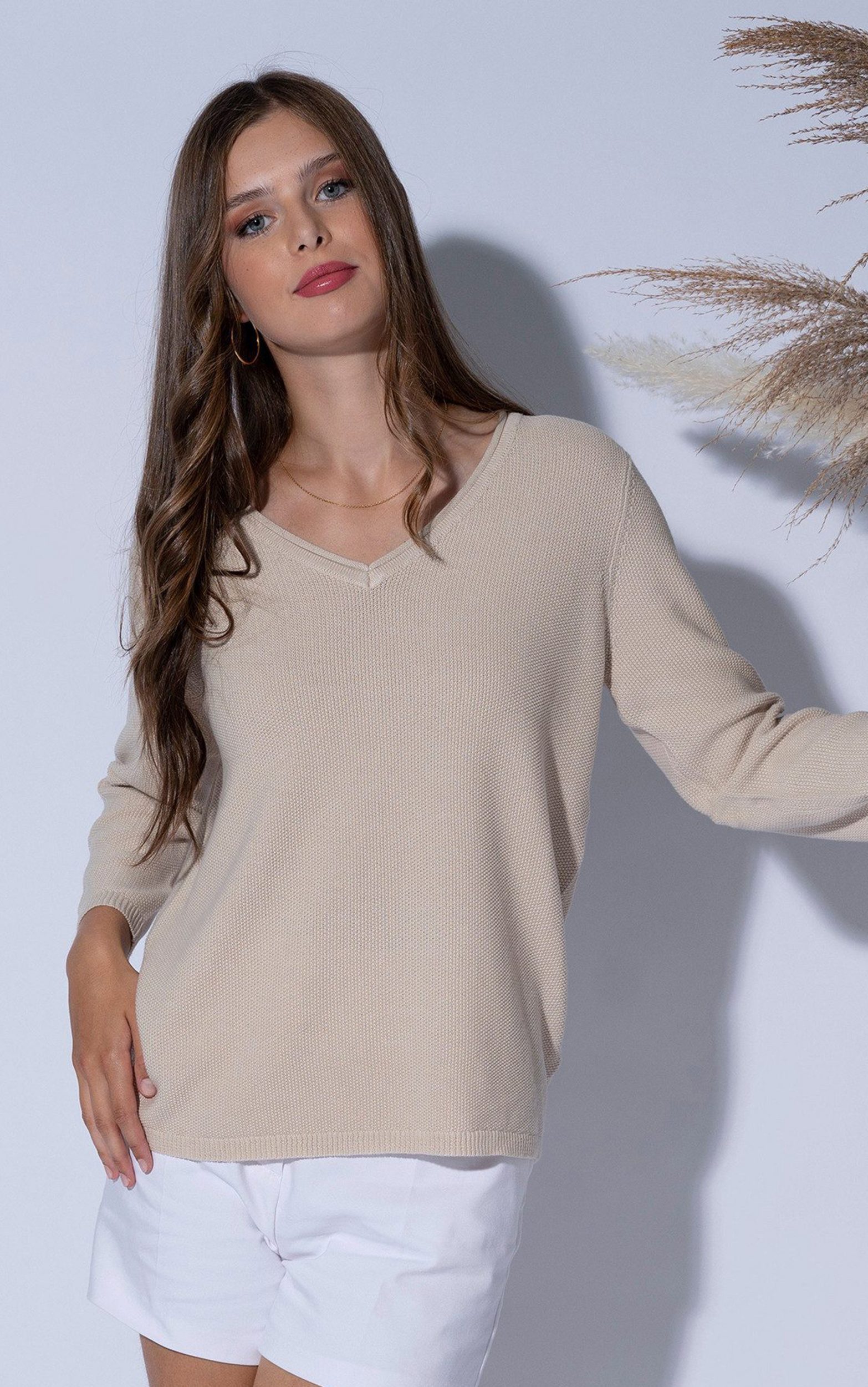 Passioni 3/4 Arm-Pullover mit Glitzerstreifen an günstig online kaufen