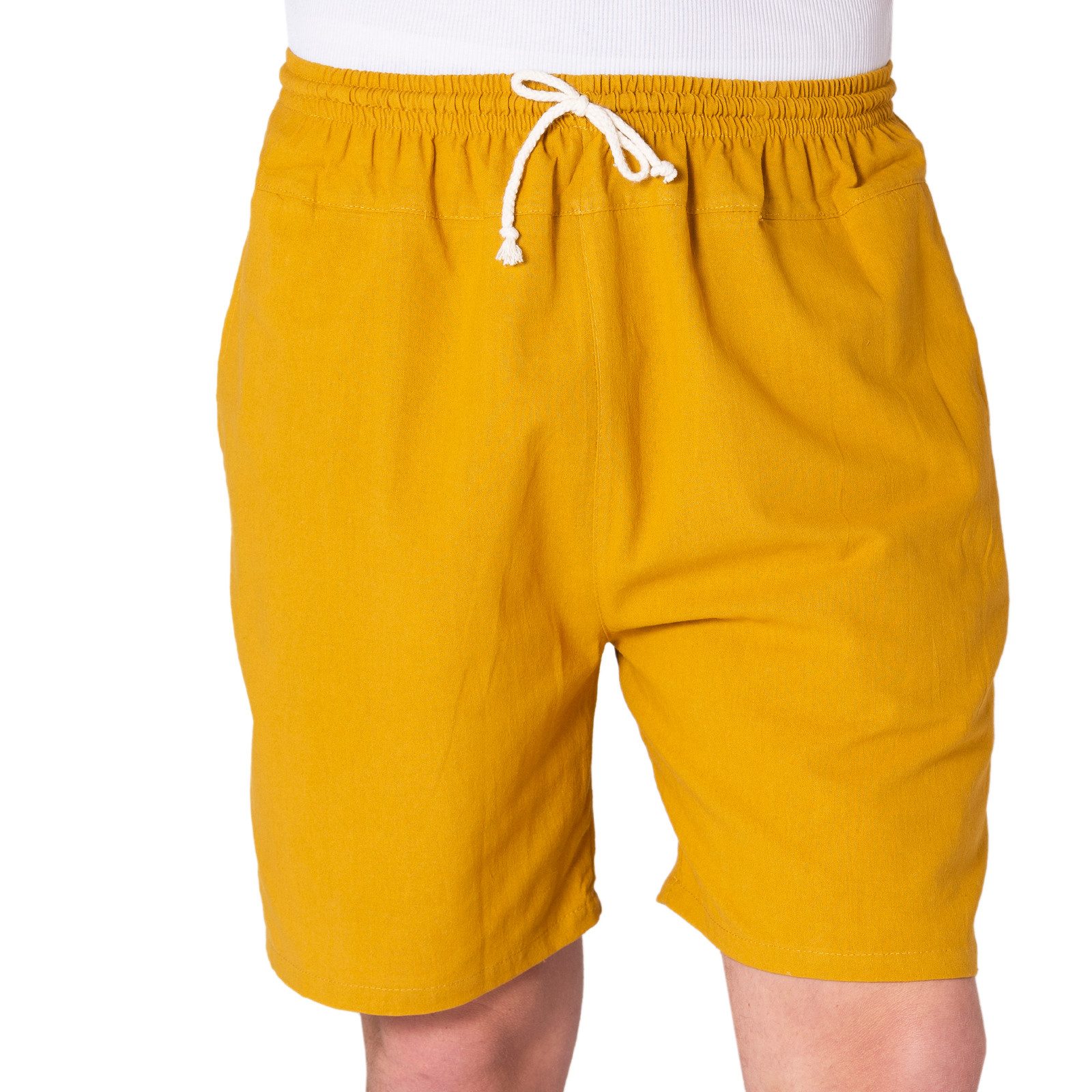 Shorts kurze Hose aus 100% Baumwolle Basic Stoffhose mit Taschen & Gummibund