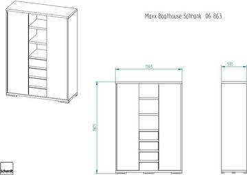 Schardt Kleiderschrank Maxx Boathouse, Kinderkleiderschrank mit Mittelregal; Made in Germany