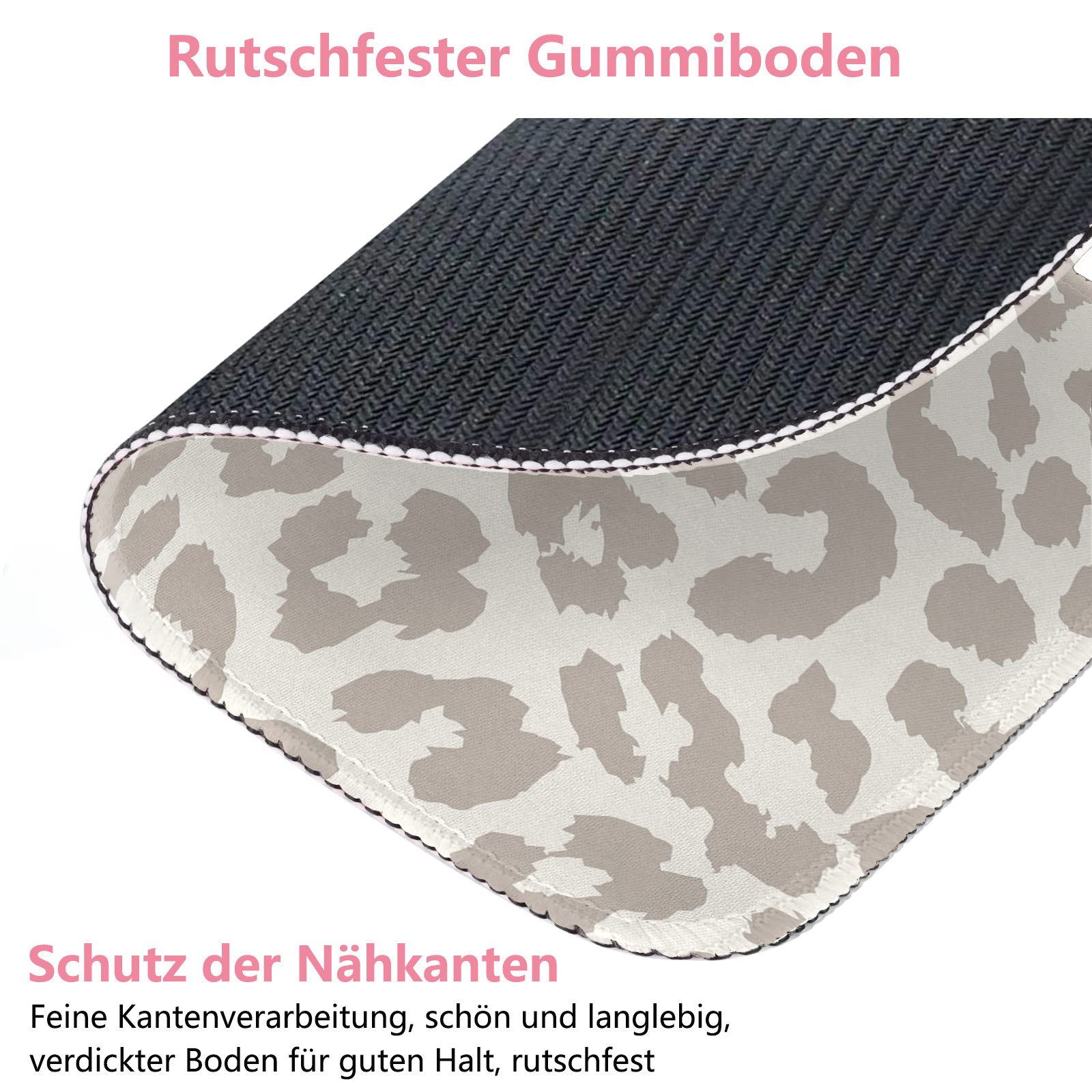 FOUORTUNATE-BEE Mauspad Quadratisches Niedliches Grauer Leopard Mouse Pad 20x24cm (für Büro und Zuhause, wasserdichtes Mousepad, rutschfeste Gummiunterseite) – Bild 5 von 5